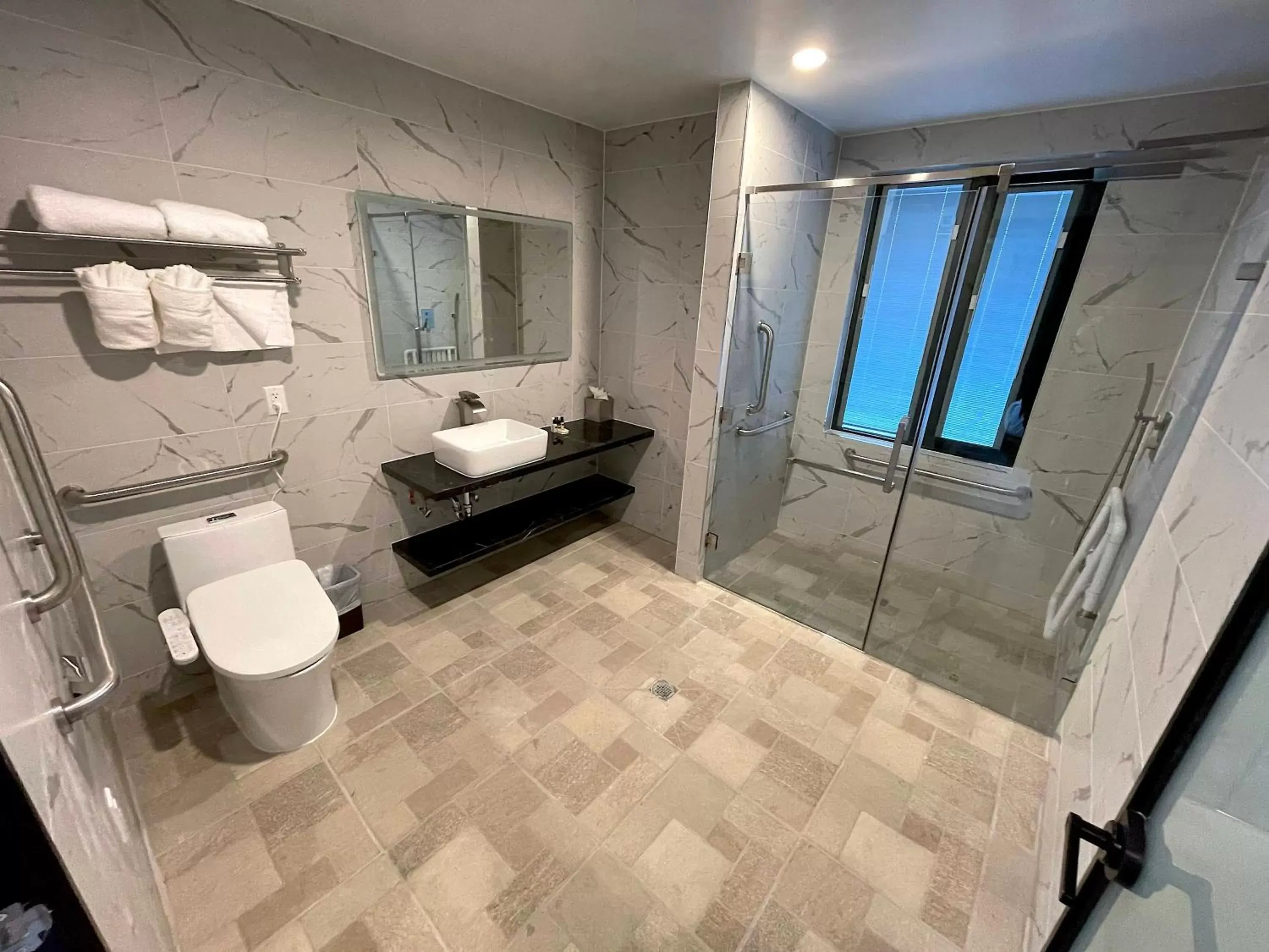Toilet, Bathroom in Liberty View Brooklyn Hotel