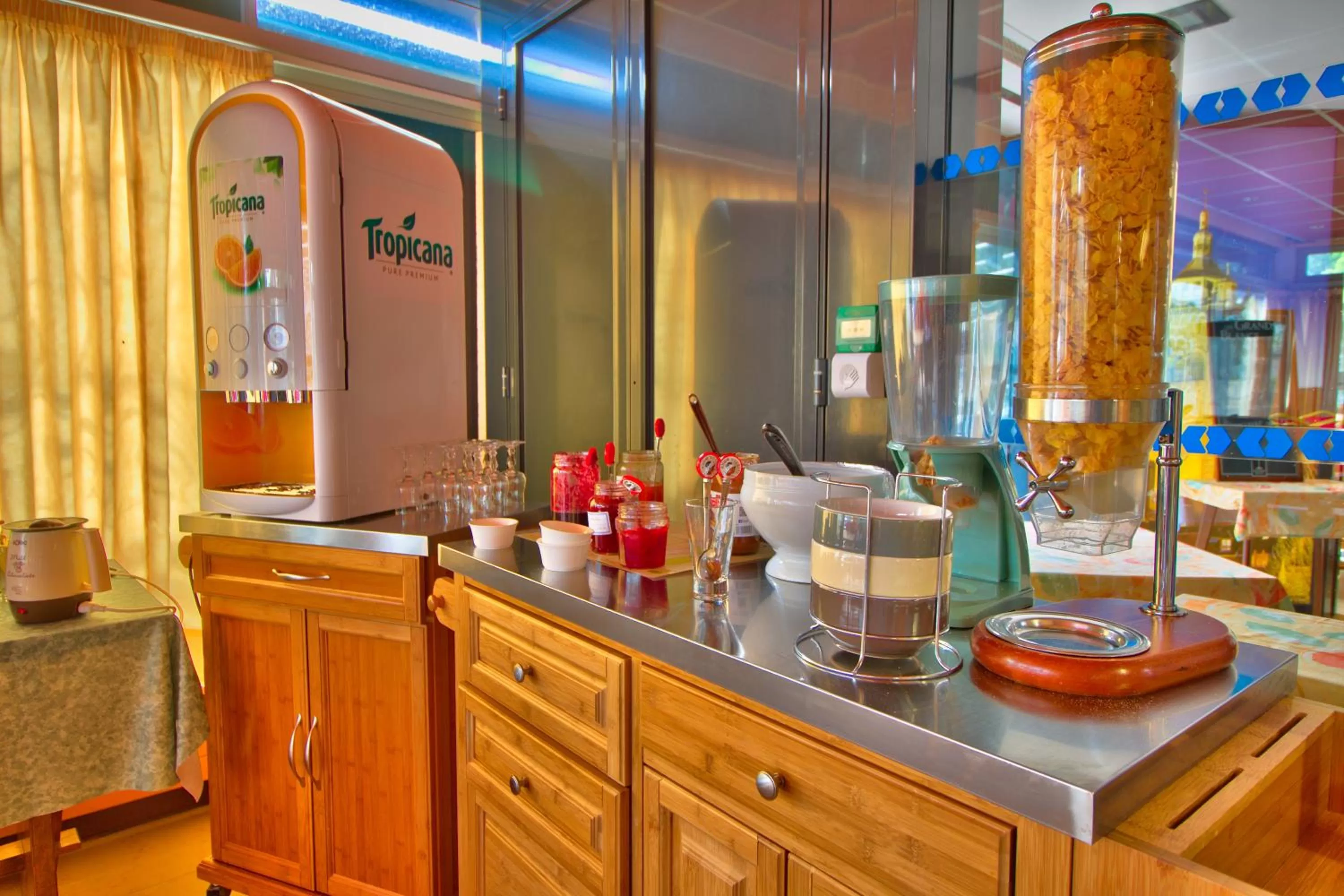 Buffet breakfast in Logis Hôtel Restaurant Le Chalet du Mont Roland