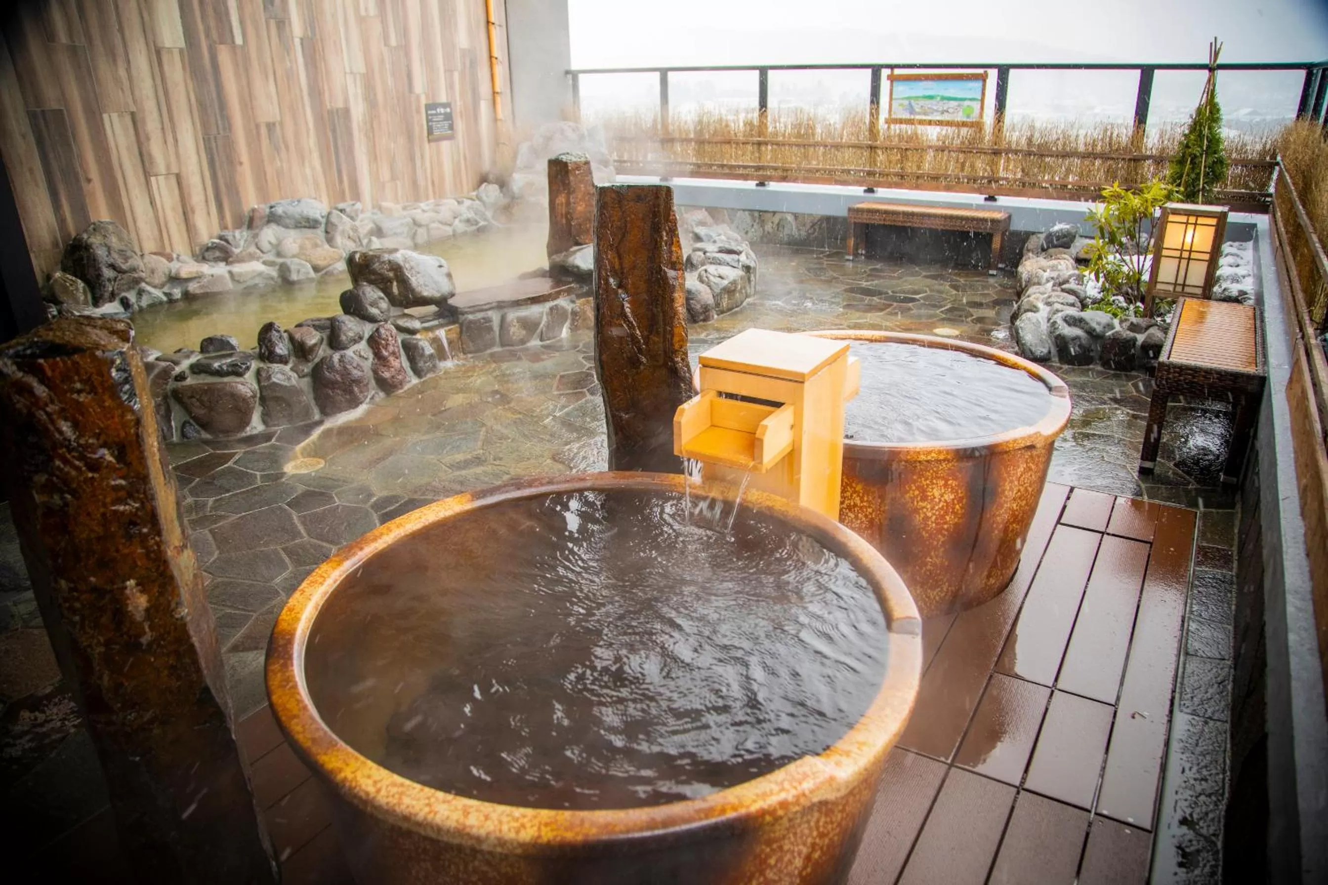 Open Air Bath in La Vista Furano Hills Natural Hot Spring