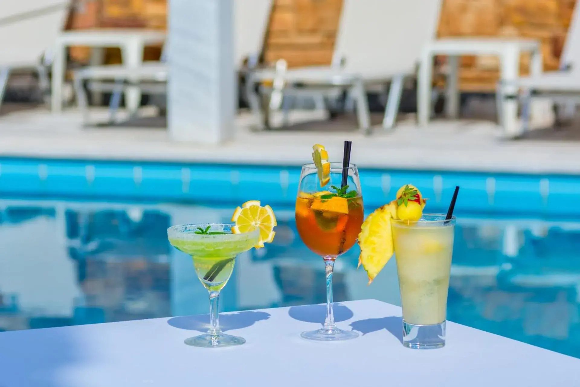 Alcoholic drinks, Swimming Pool in Grecian Castle Chios