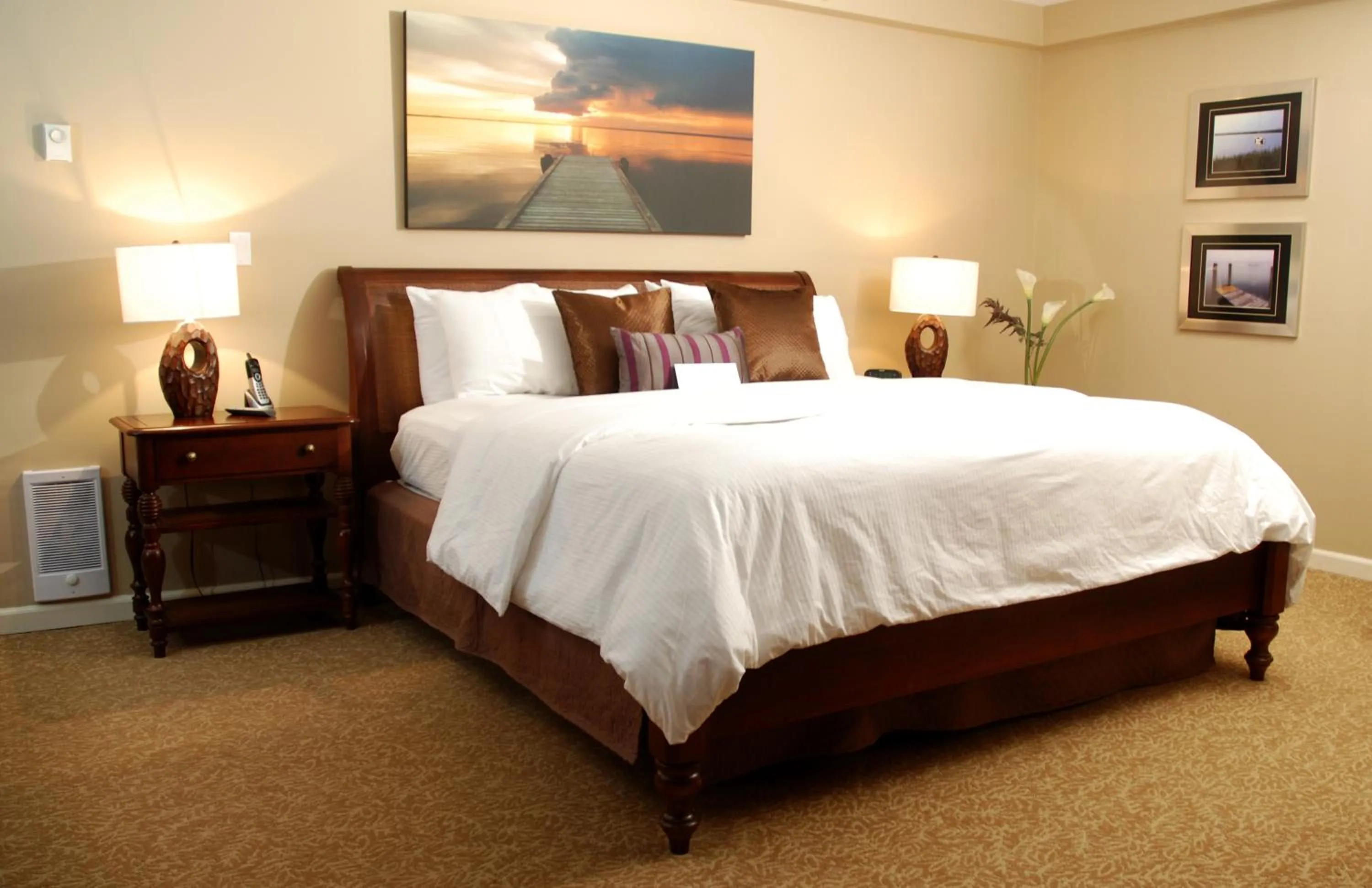 Bed in Rosellen Suites at Stanley Park