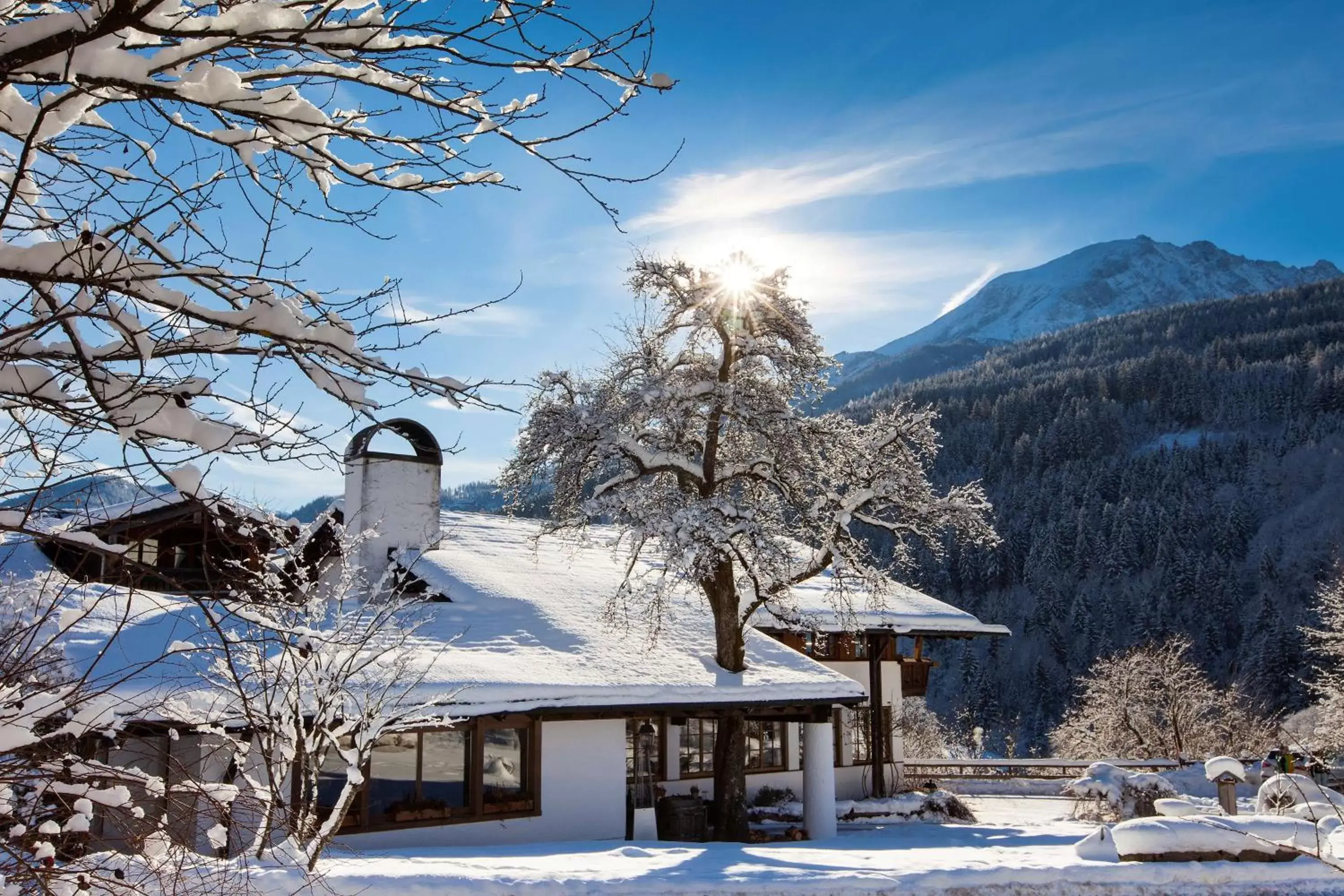 Property building, Winter in Berghotel Rehlegg