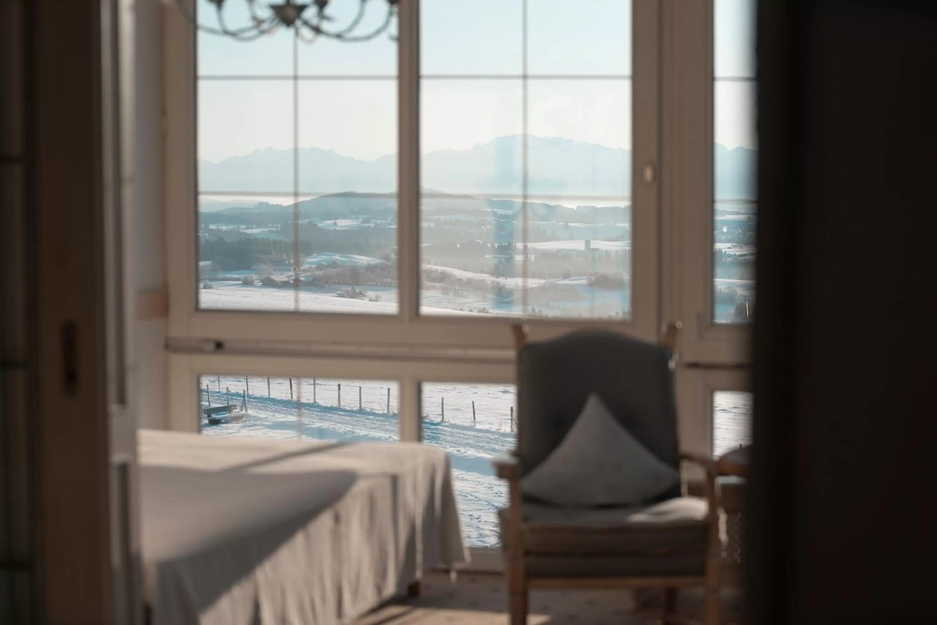 View (from property/room), Bed in Mittelburg Wellnesshotel