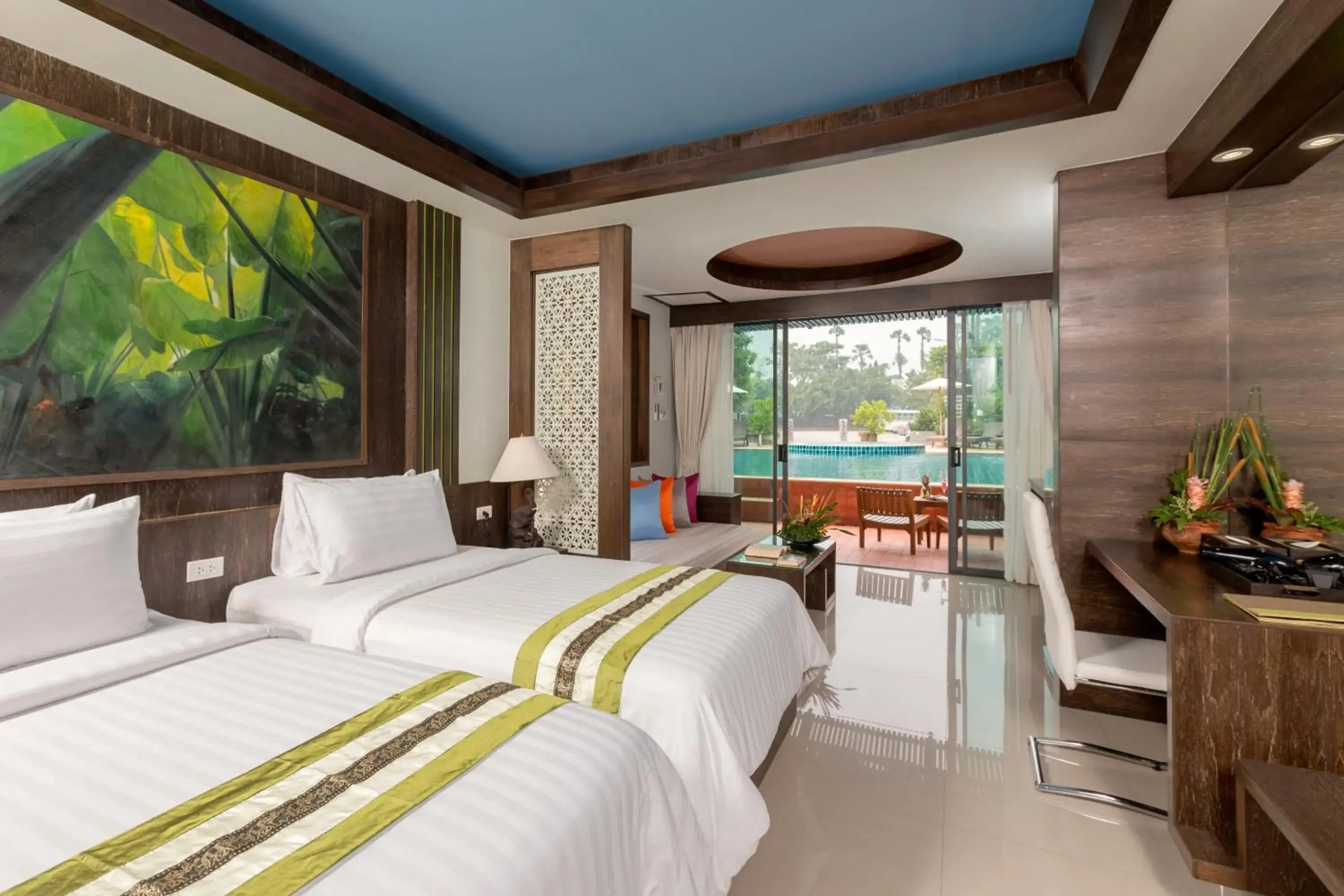 Swimming pool, Bed in Naina Resort & Spa - SHA Extra Plus Swimming pool, Bed in Naina Resort & Spa - SHA Extra Plus