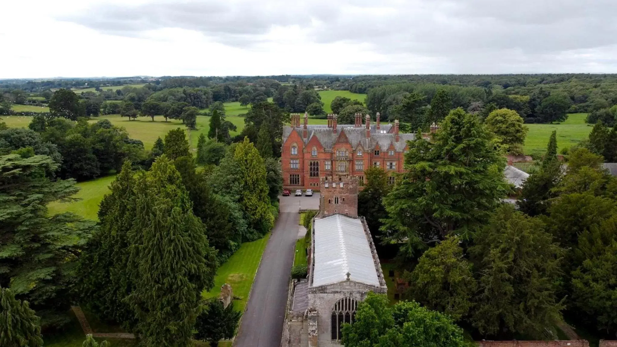 Property building, Bird's-eye View in Wroxall Abbey Hotel