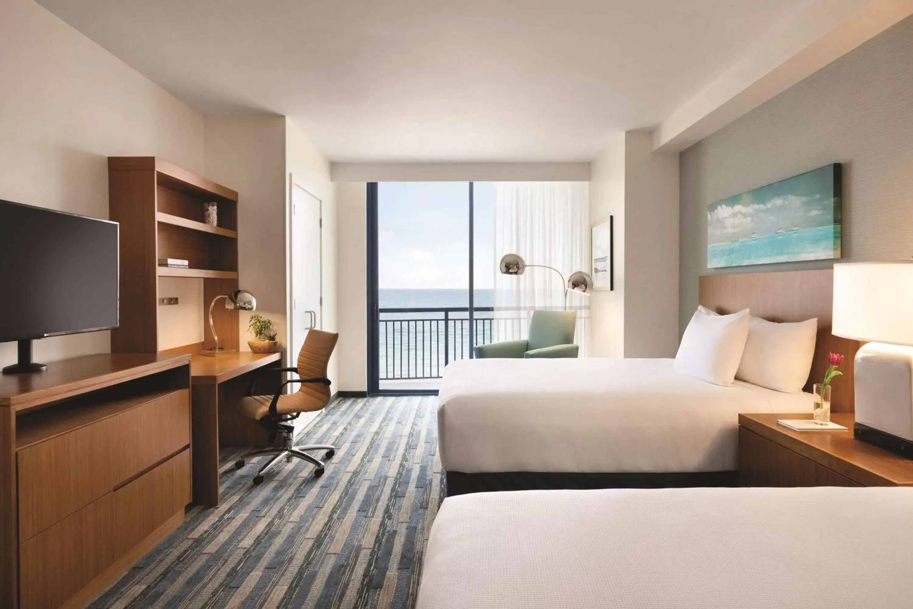 One-Bedroom Oceanfront Suite with Two Queen Beds - High Floor in Hyatt House Virginia Beach / Oceanfront