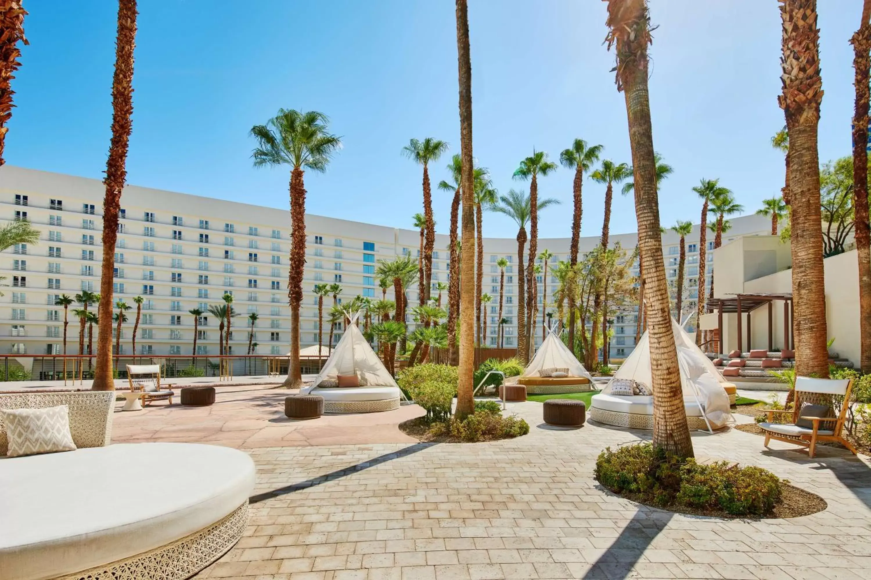 Pool view in Virgin Hotels Las Vegas, Curio Collection by Hilton