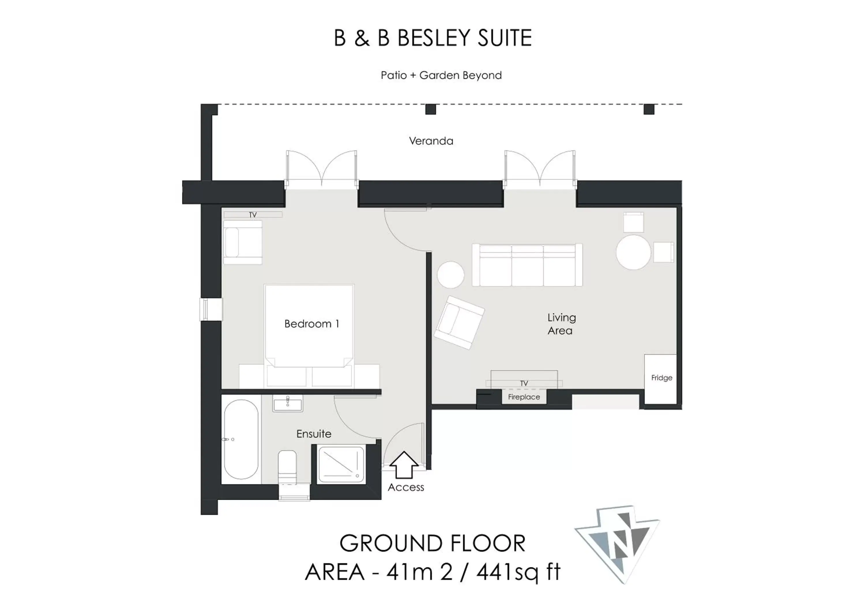 Photo of the whole room, Floor Plan in Cliff Farmhouse B&B Suites