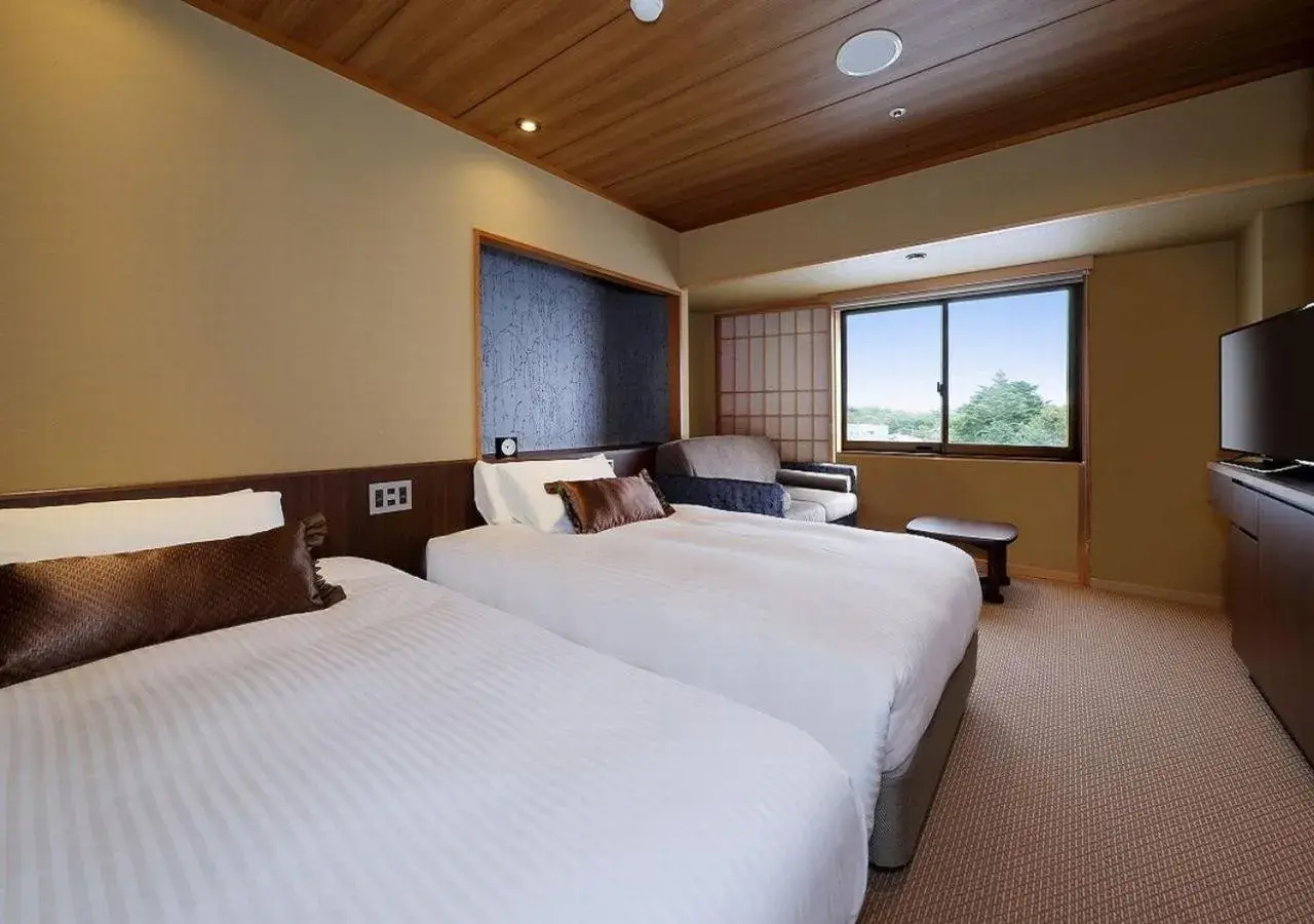 Photo of the whole room, Bed in Hakodate Hotel Banso