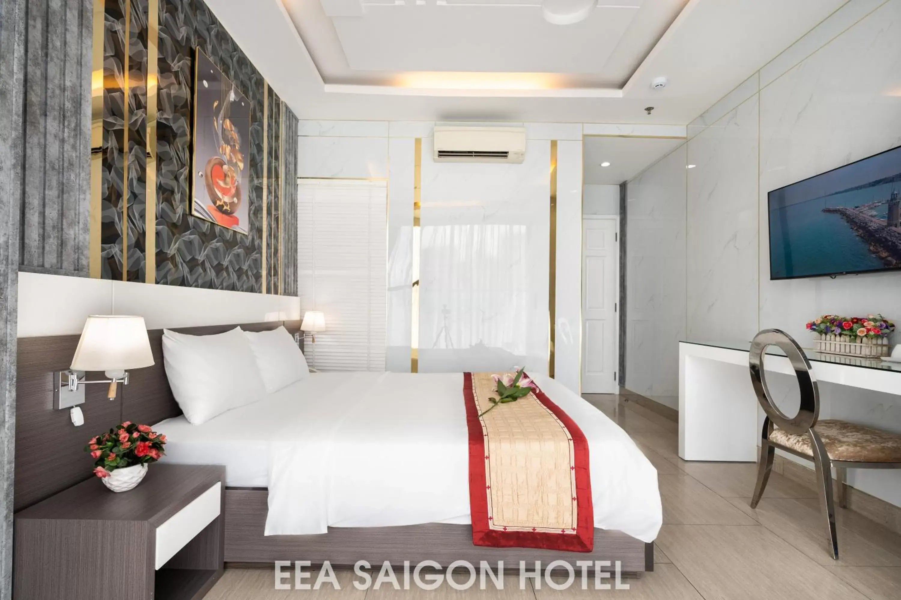 Bed in EEA Central Saigon Hotel