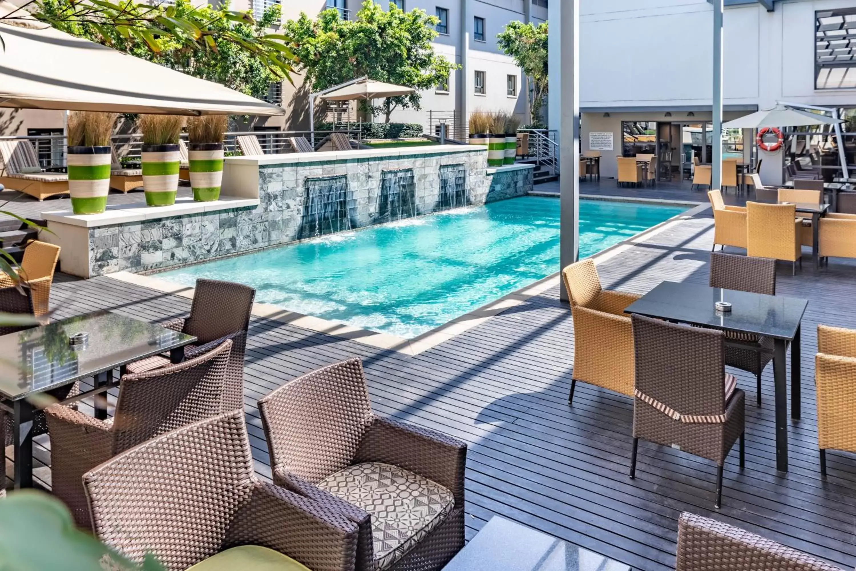 Balcony/Terrace, Swimming Pool in City Lodge Hotel at OR Tambo International Airport