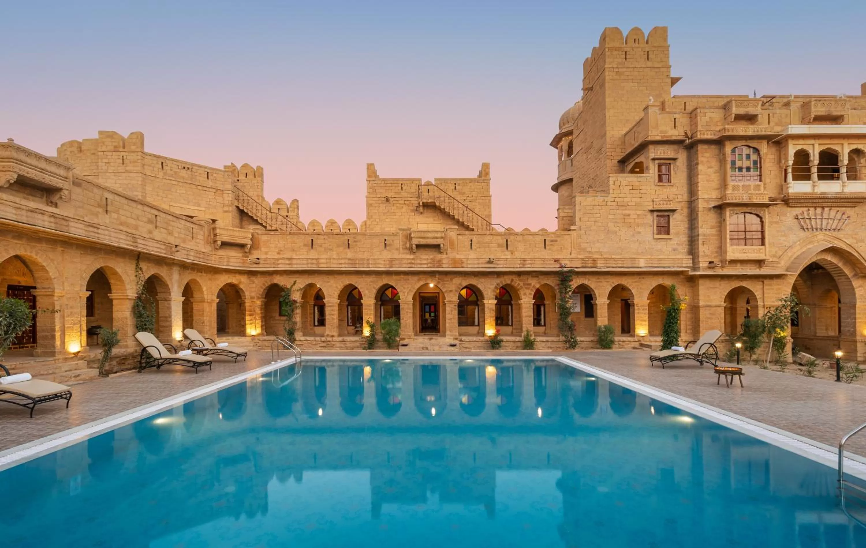 Pool view in WelcomHeritage Mohangarh Fort