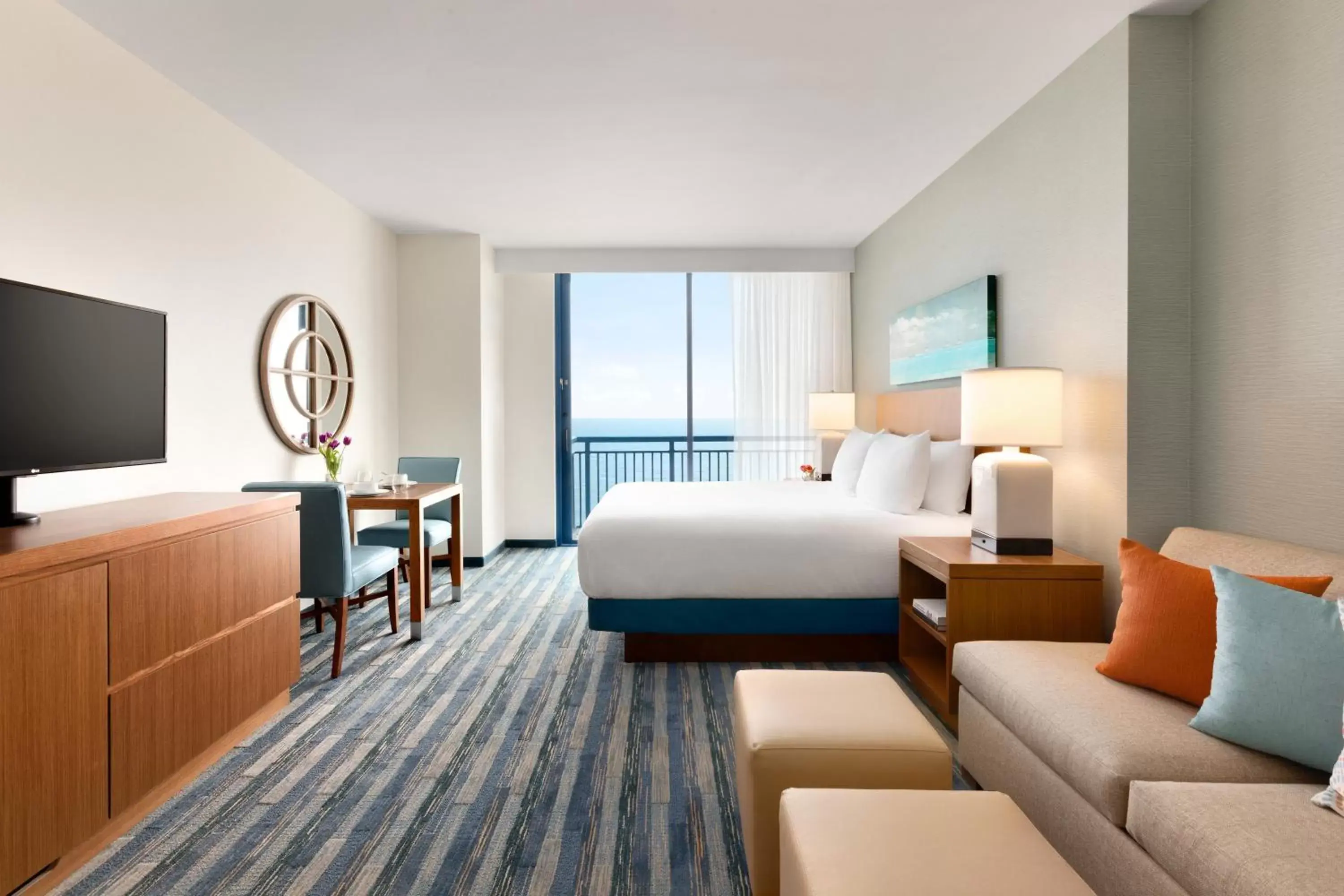 Oceanfront King Studio Suite with Sofa Bed - High Floor in Hyatt House Virginia Beach / Oceanfront