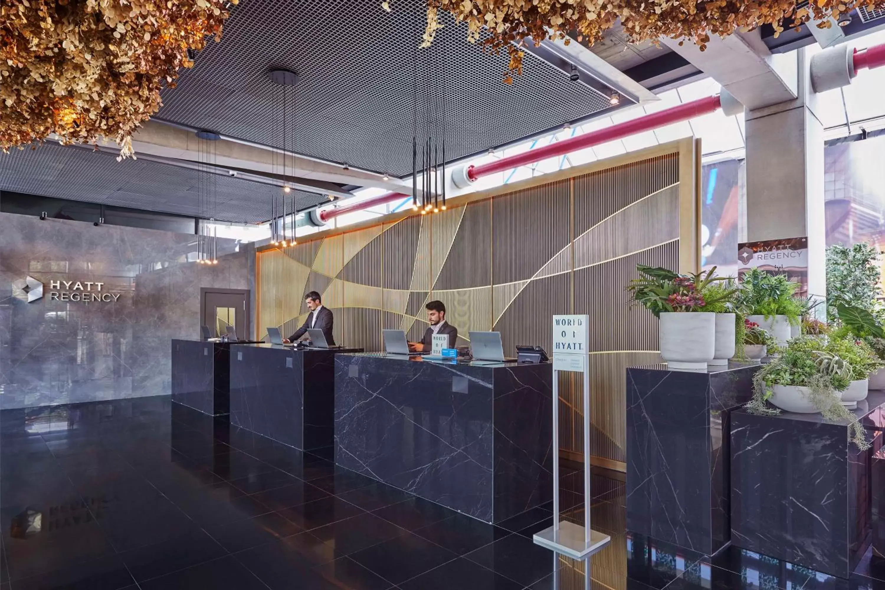 Lobby or reception in Hyatt Regency Barcelona Tower Lobby or reception in Hyatt Regency Barcelona Tower