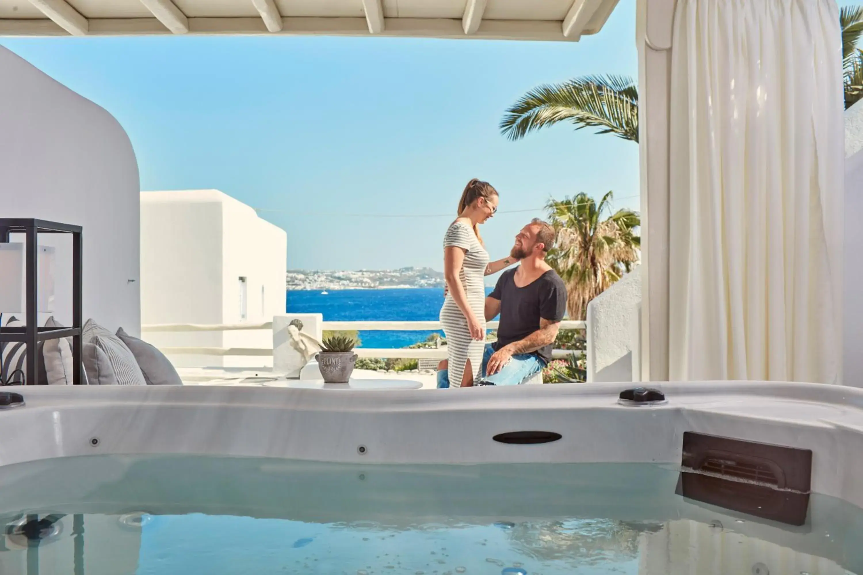 Hot Tub, Swimming Pool in Mykonos Princess Hotel