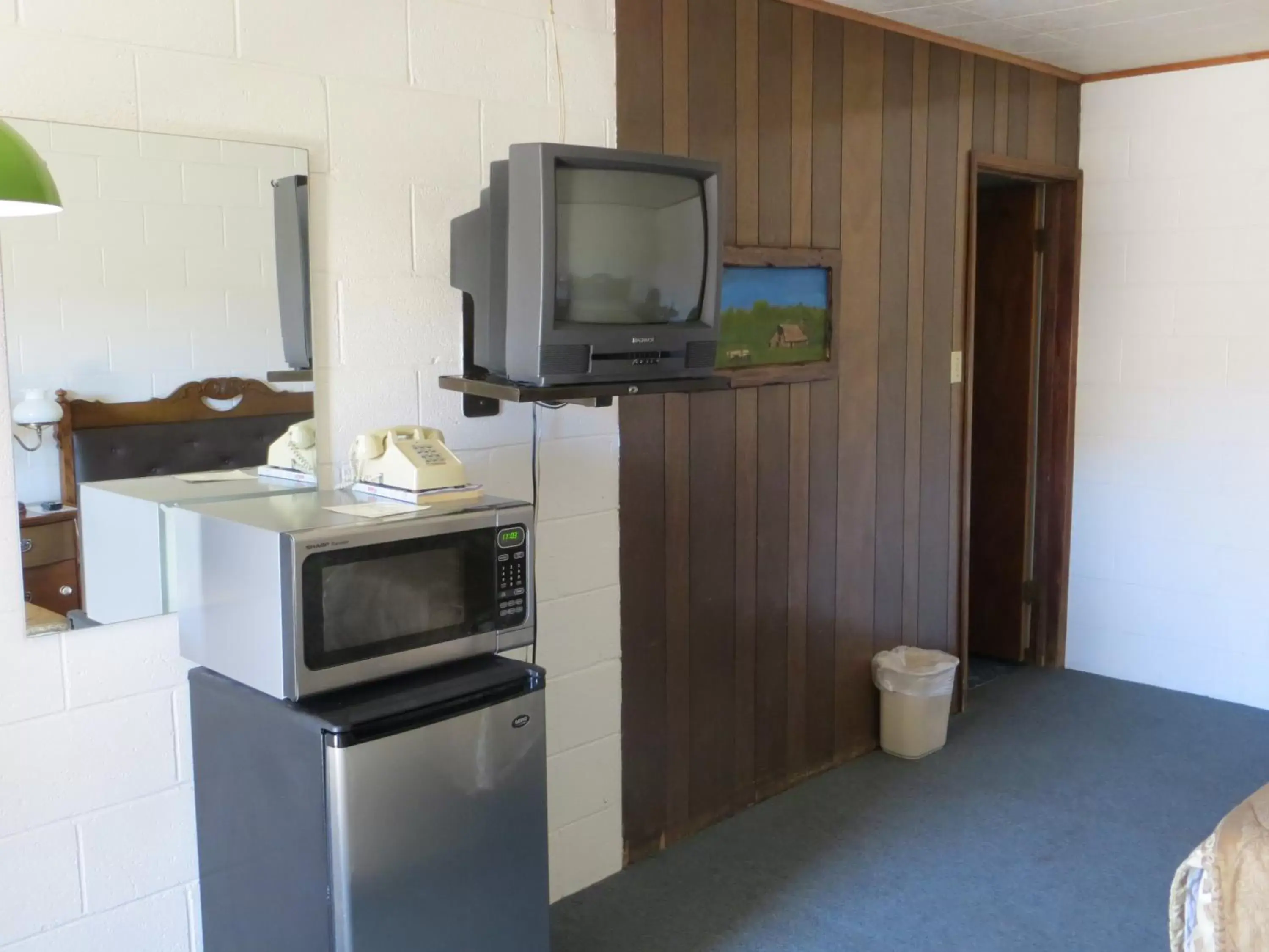 Kitchen or kitchenette, TV/Entertainment Center in Alamo Inn