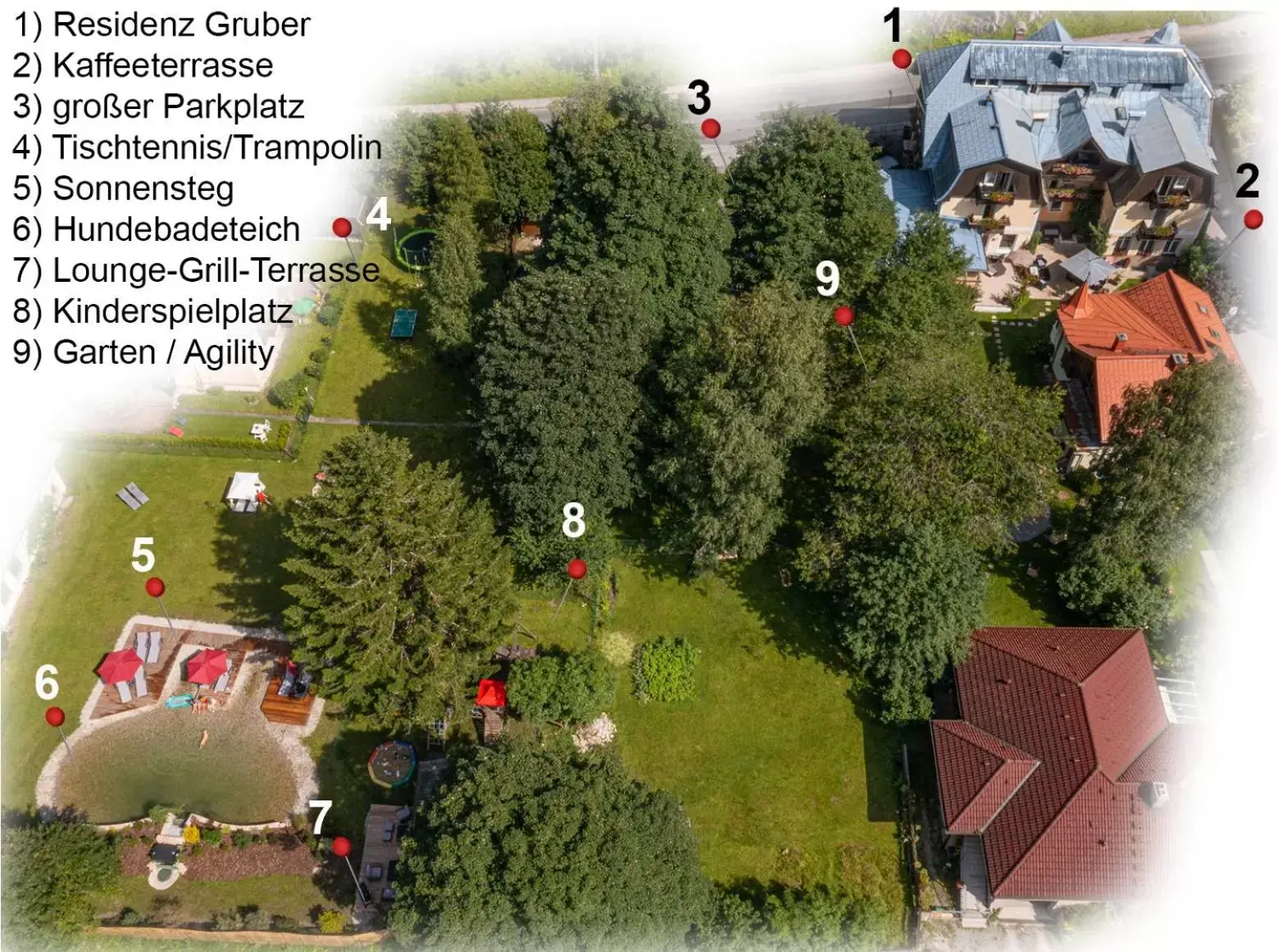 Garden, Bird's-eye View in Residenz Gruber, Hotel & Appartments