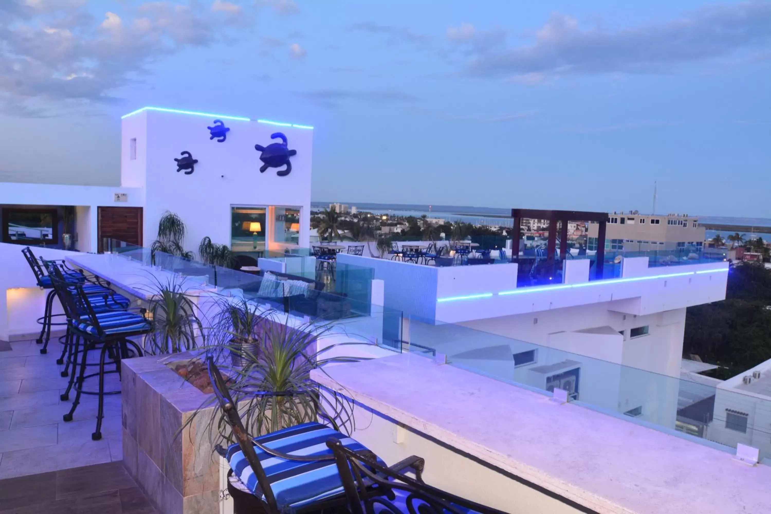 Balcony/Terrace, Pool View in Hotel HBlue