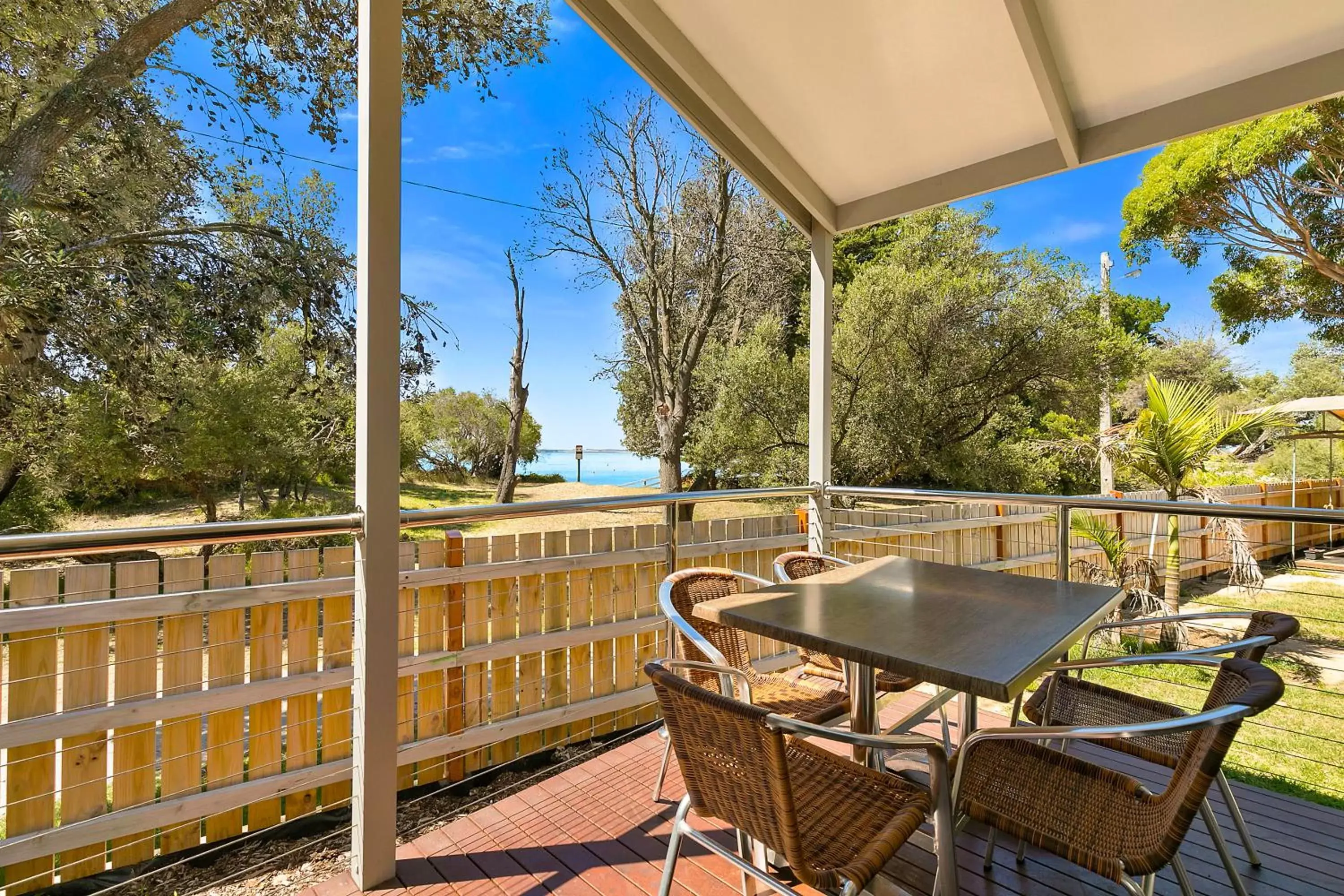 Seating area, Balcony/Terrace in Kaloha Holiday Resort Phillip Island