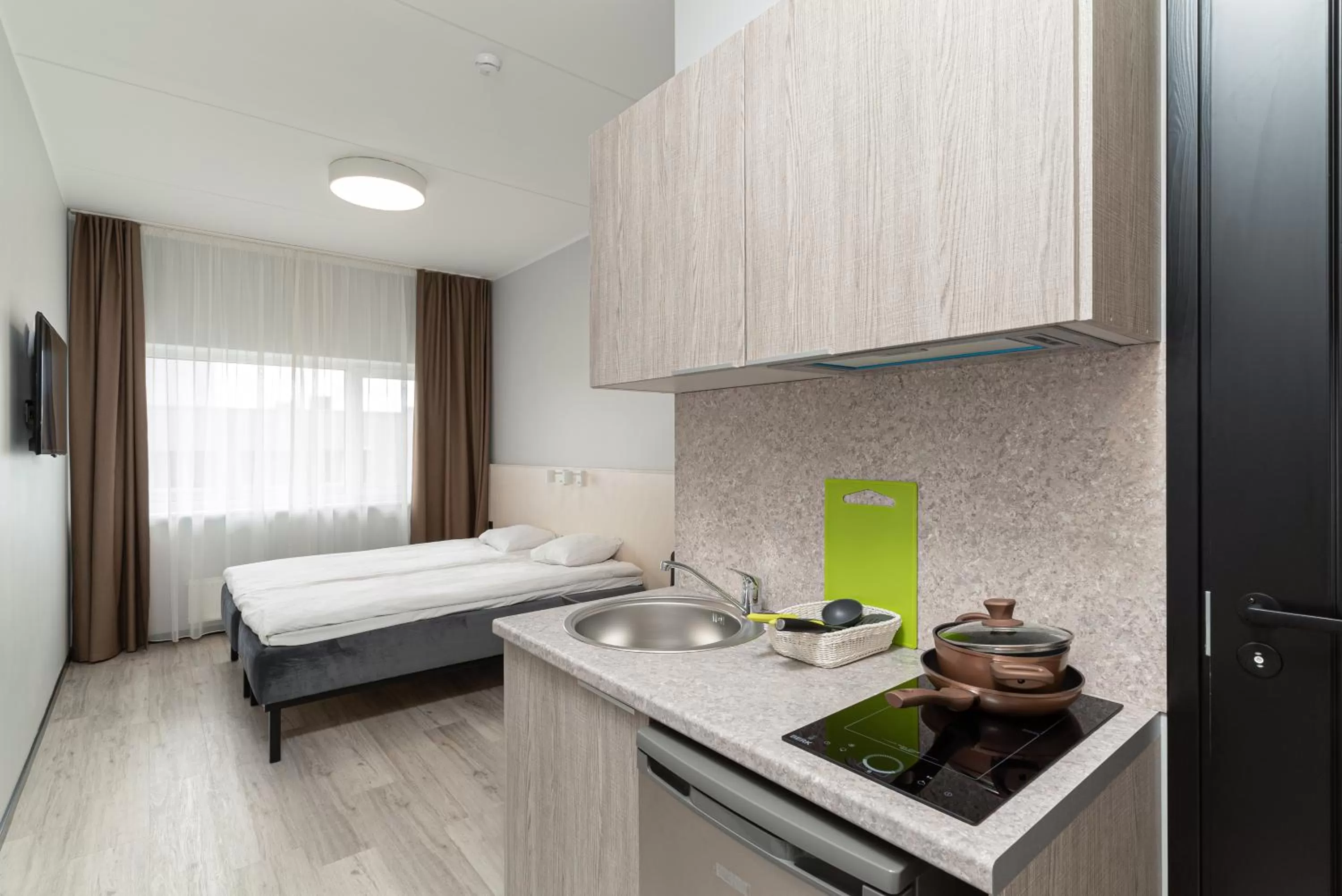 Kitchen or kitchenette, Bed in U11 Hotel & SPA