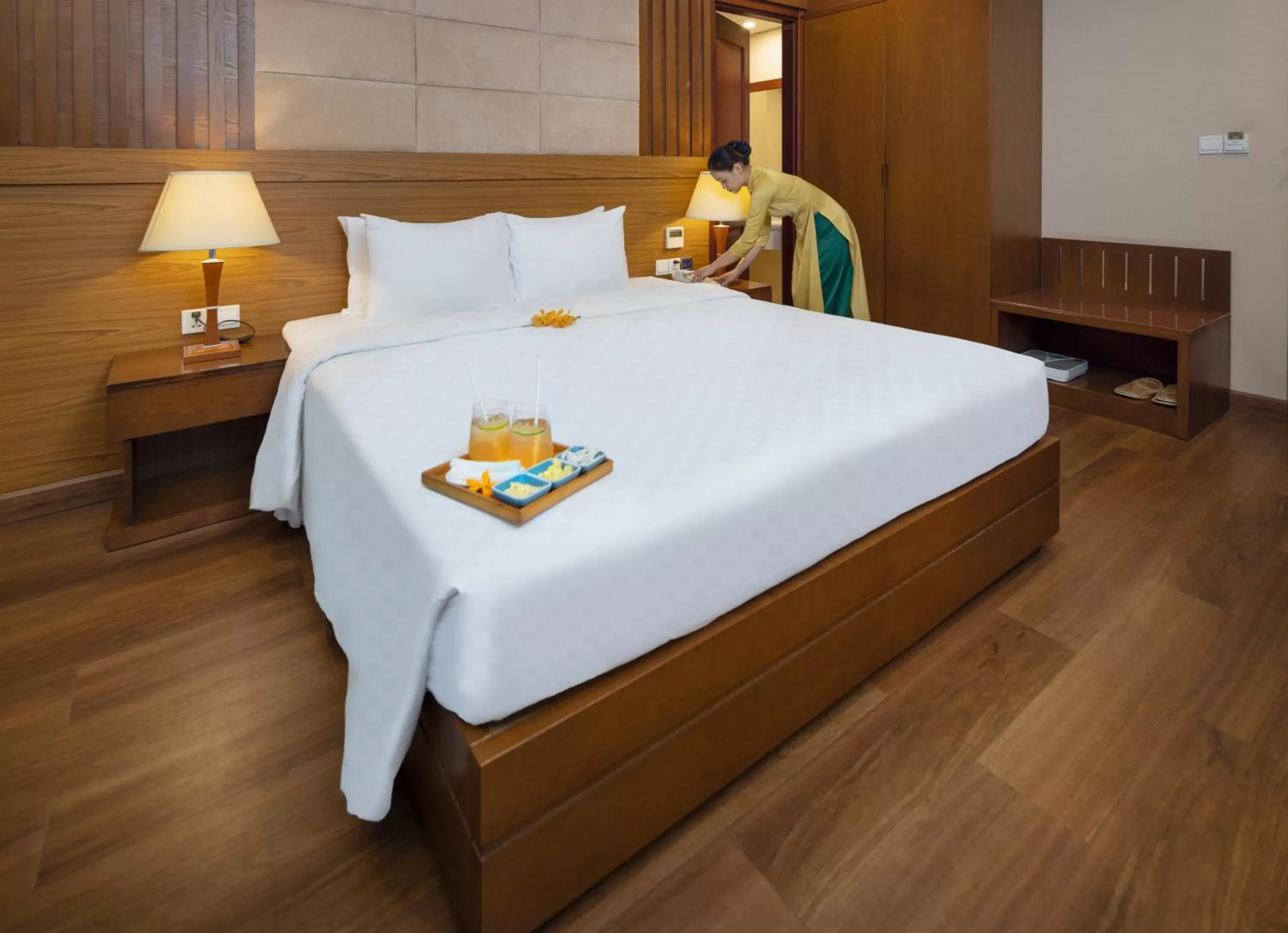 Bed in Eden Star Saigon Hotel