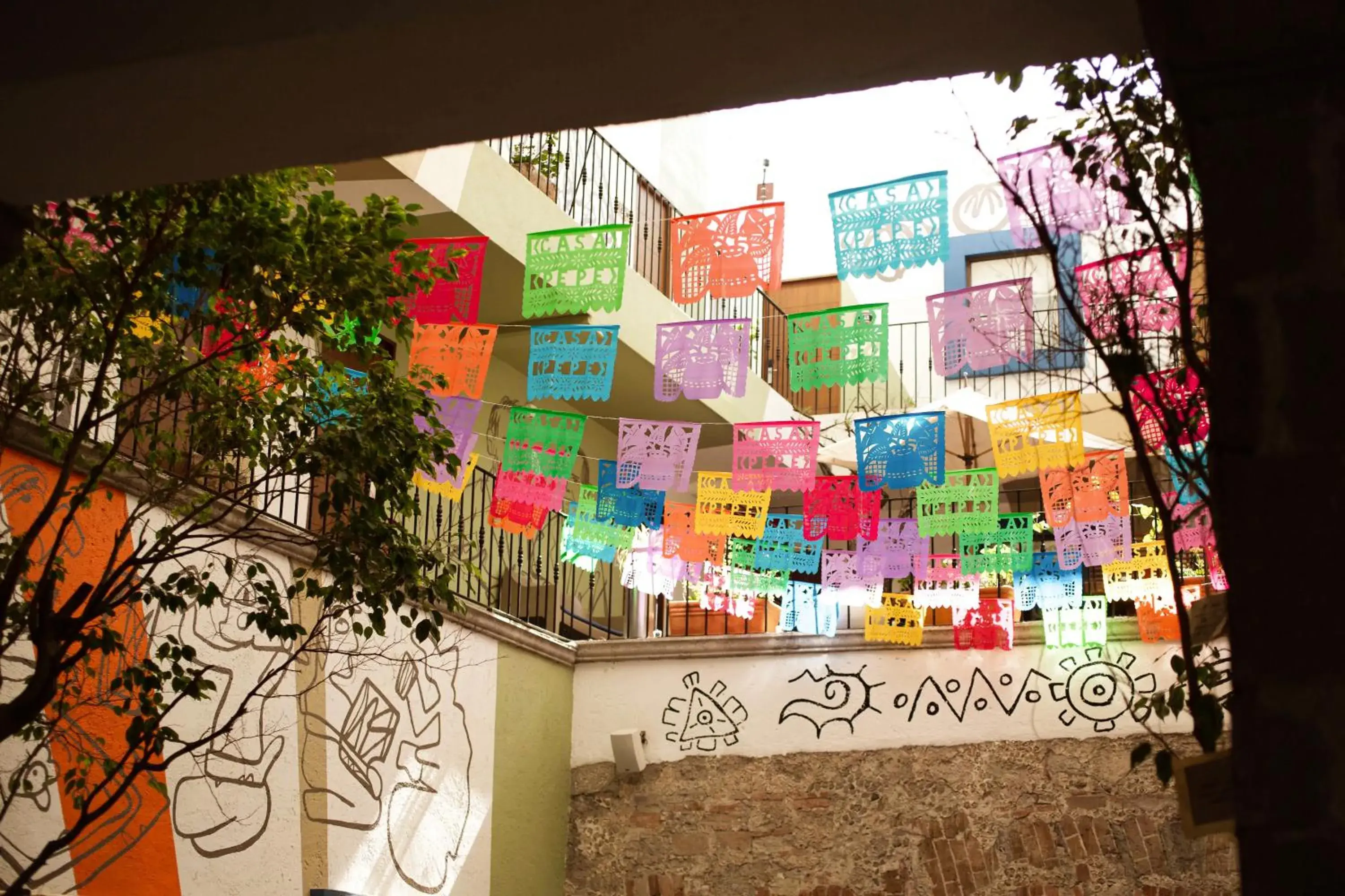 Inner courtyard view in Casa Pepe Puebla