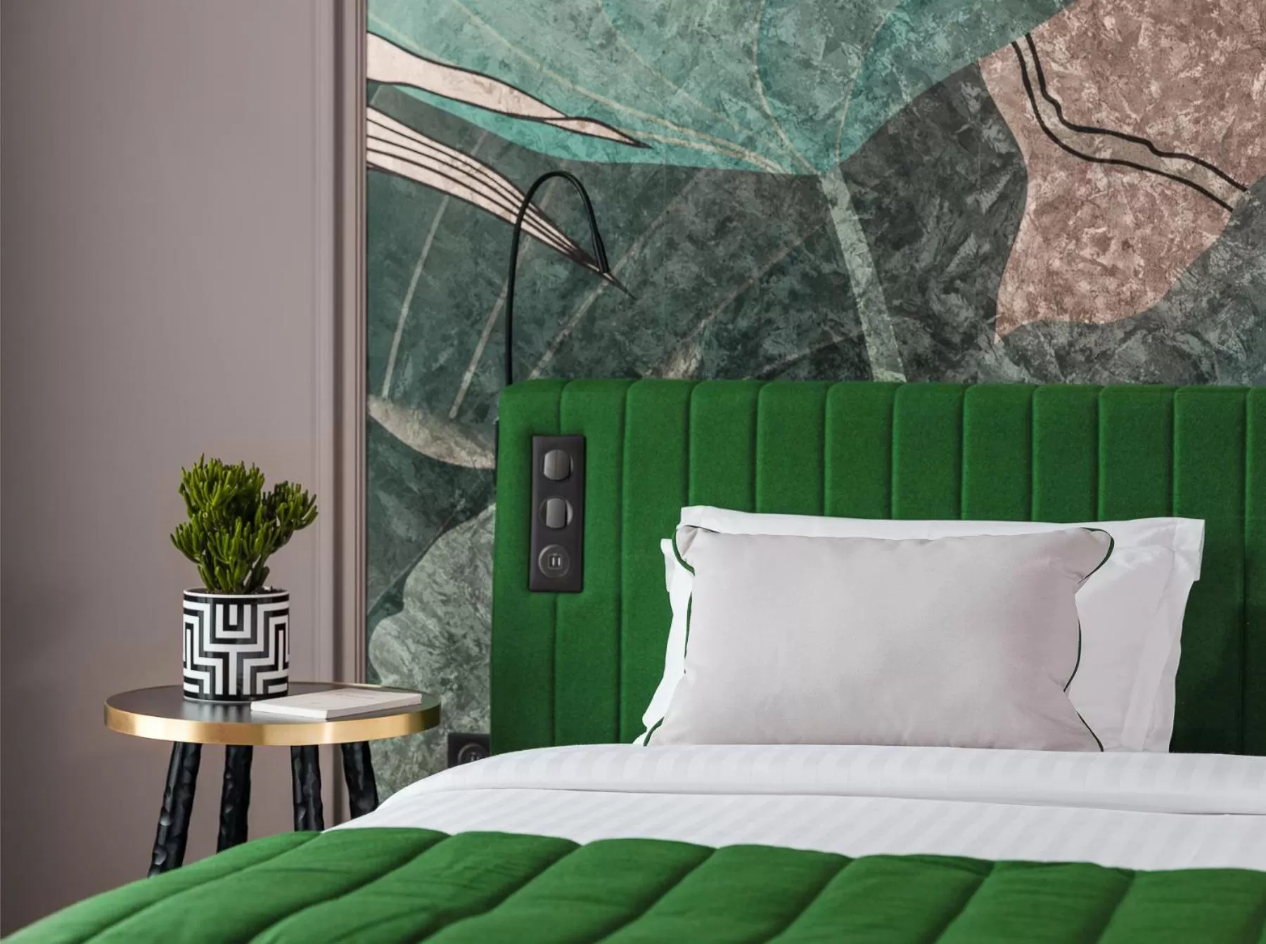 Bed in M Social Hotel Paris Opera