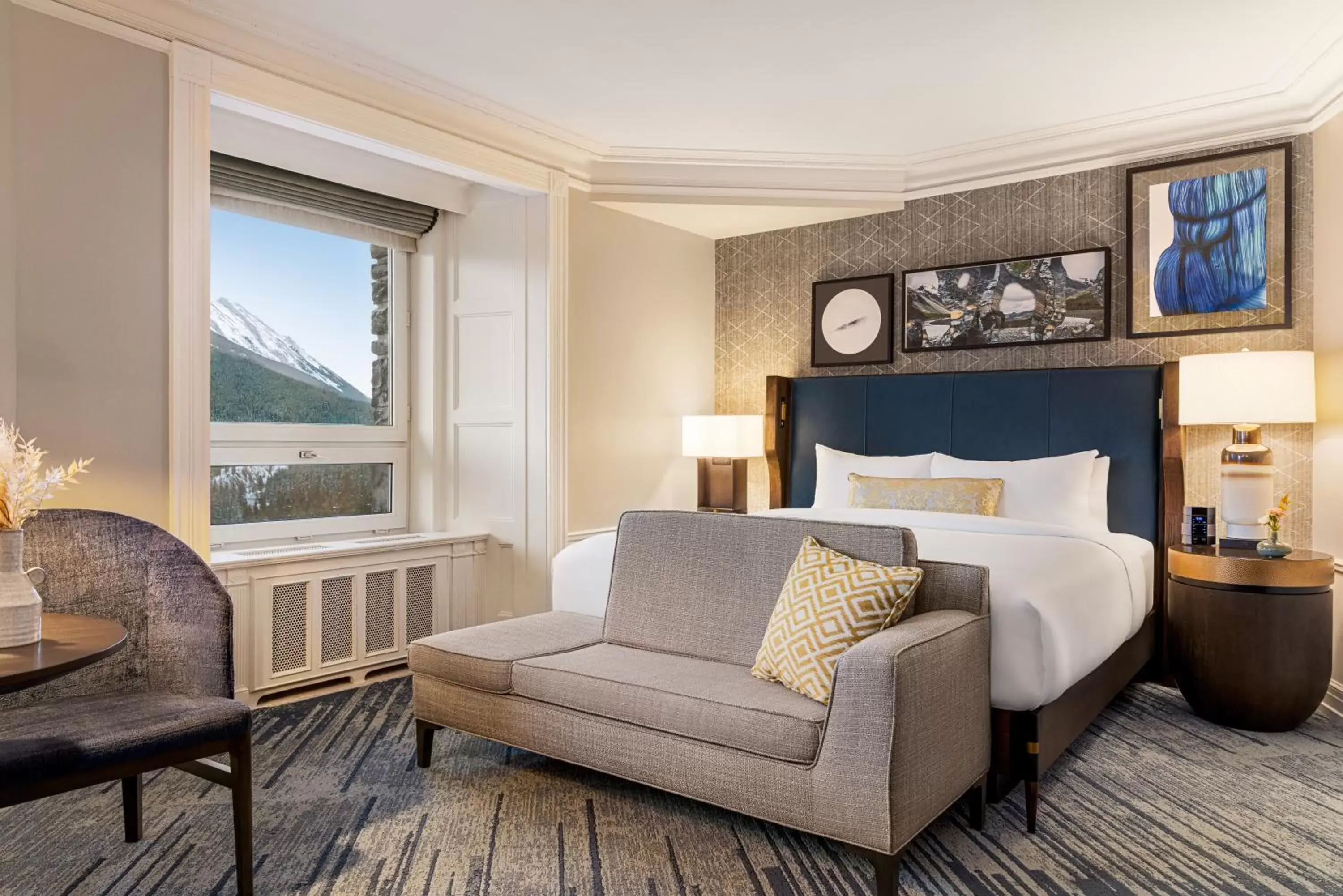 Bed, Seating Area in Fairmont Banff Springs