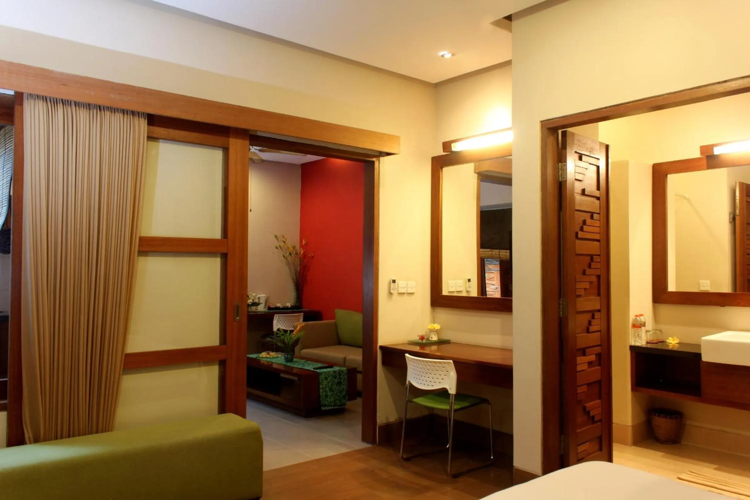 Bathroom, Bed in The Green Zhurga Suite Seminyak