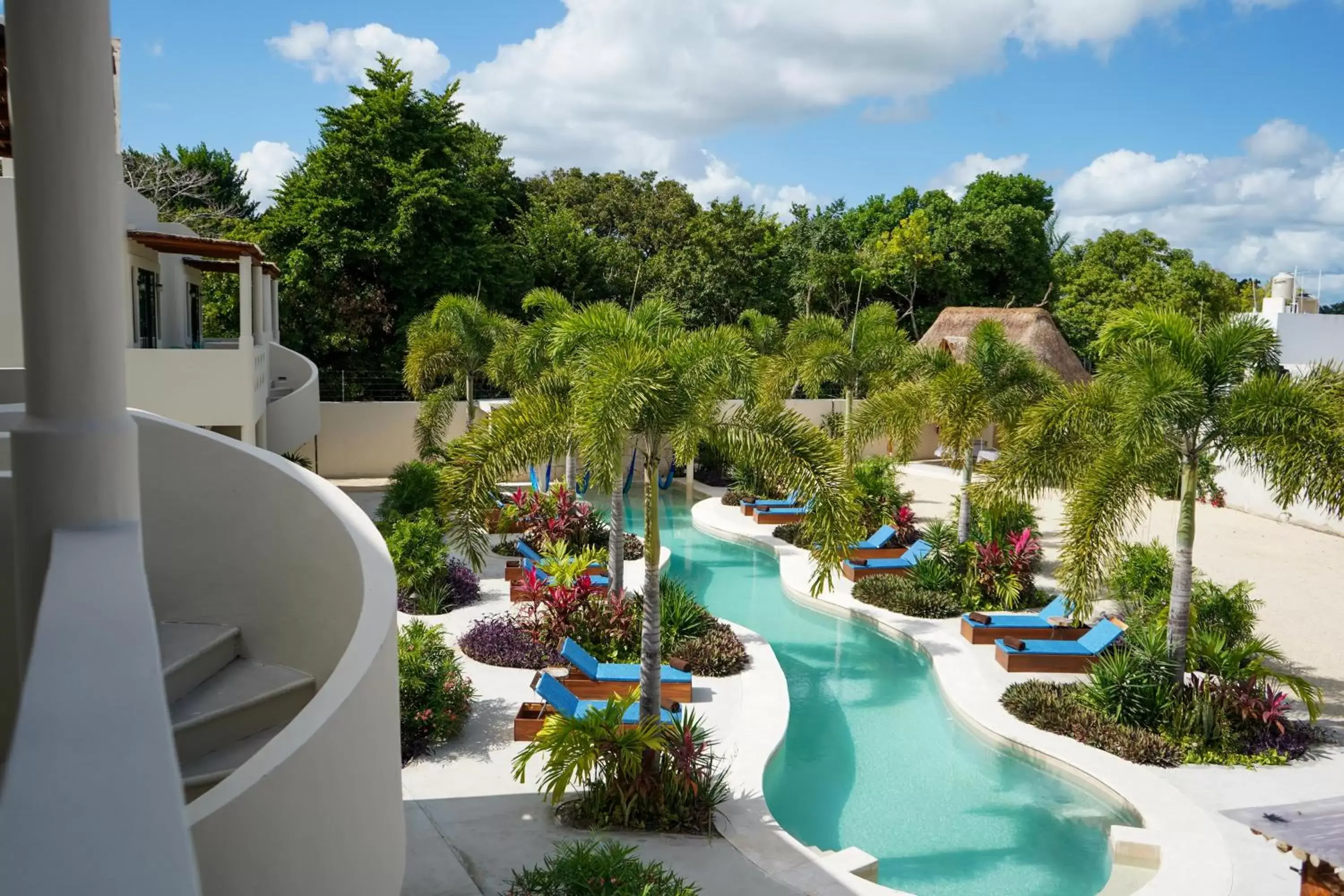 Balcony/Terrace, Pool View in Blue Palm Bacalar