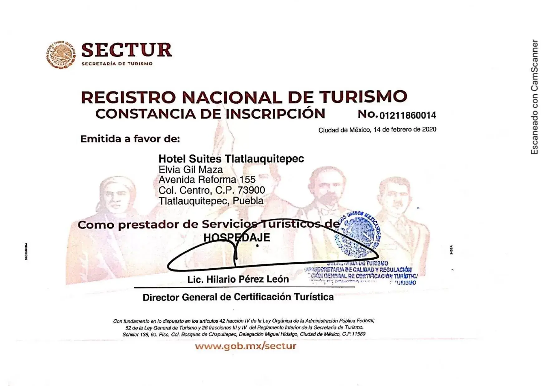 Certificate/Award in Hotel & Suites Cerro Roj0