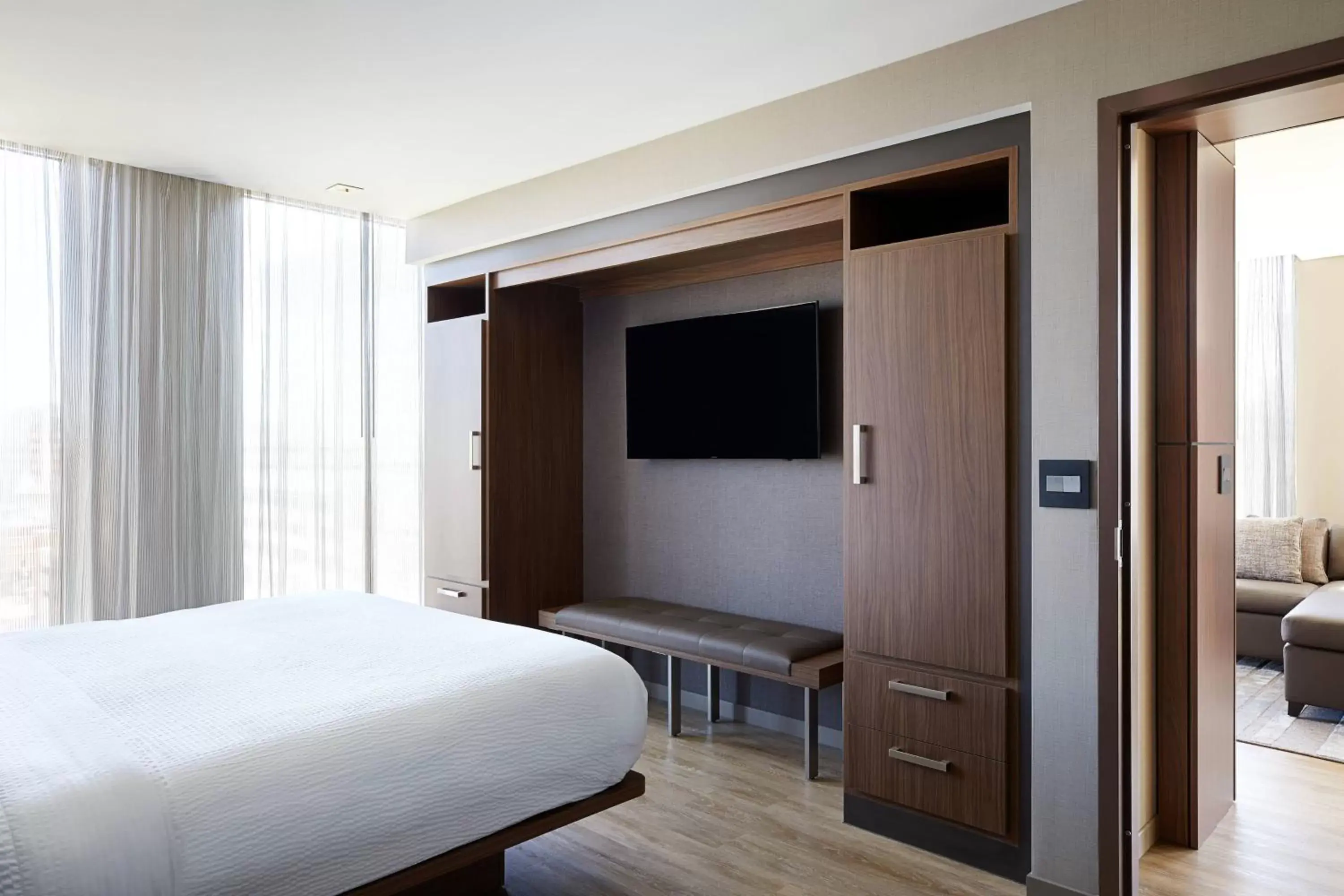 Bedroom, TV/Entertainment Center in AC Hotel by Marriott Madison Downtown