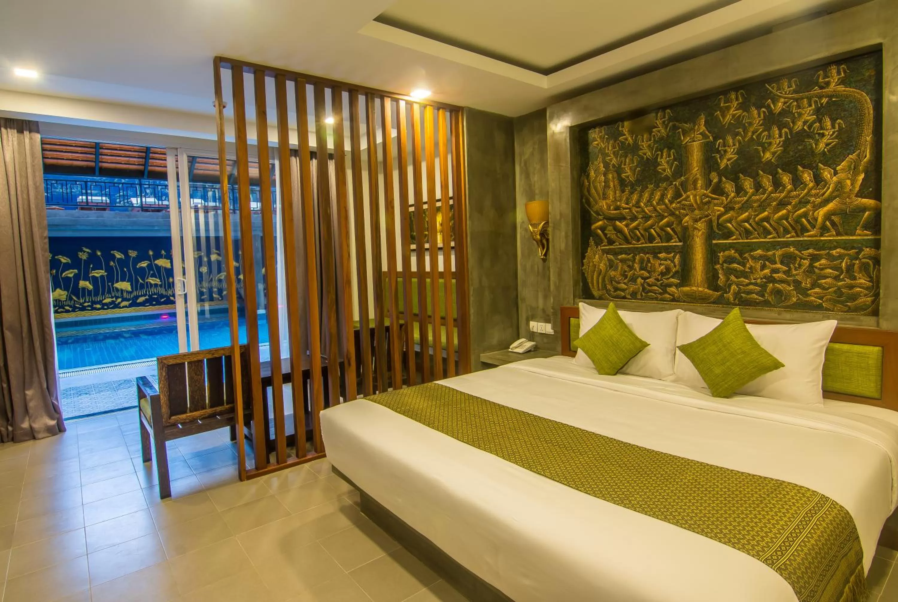 View (from property/room), Bed in Chhay Long Angkor Boutique Hotel Siem Reap