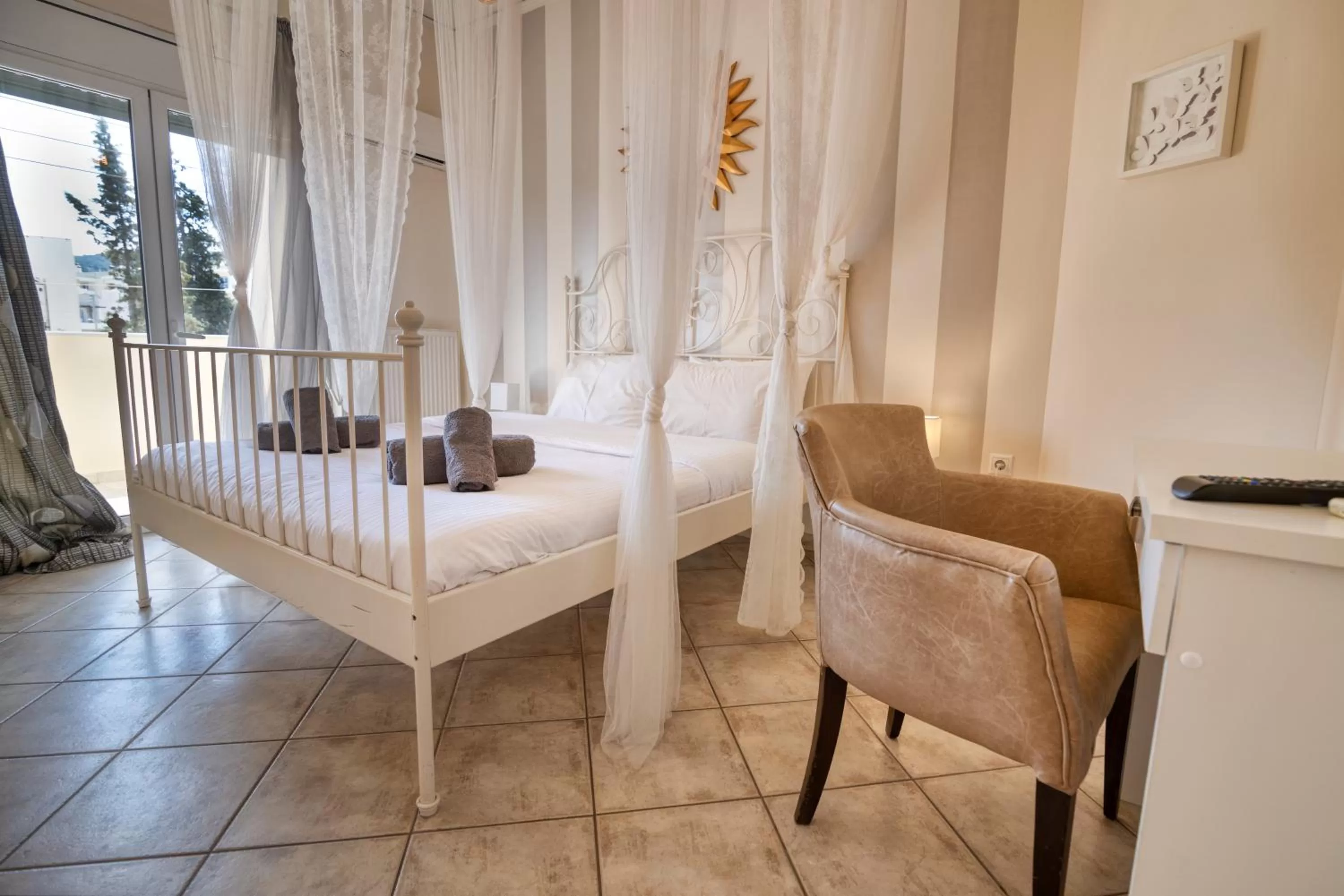 Bed in Votsalakia Hotel & Luxury Apartments