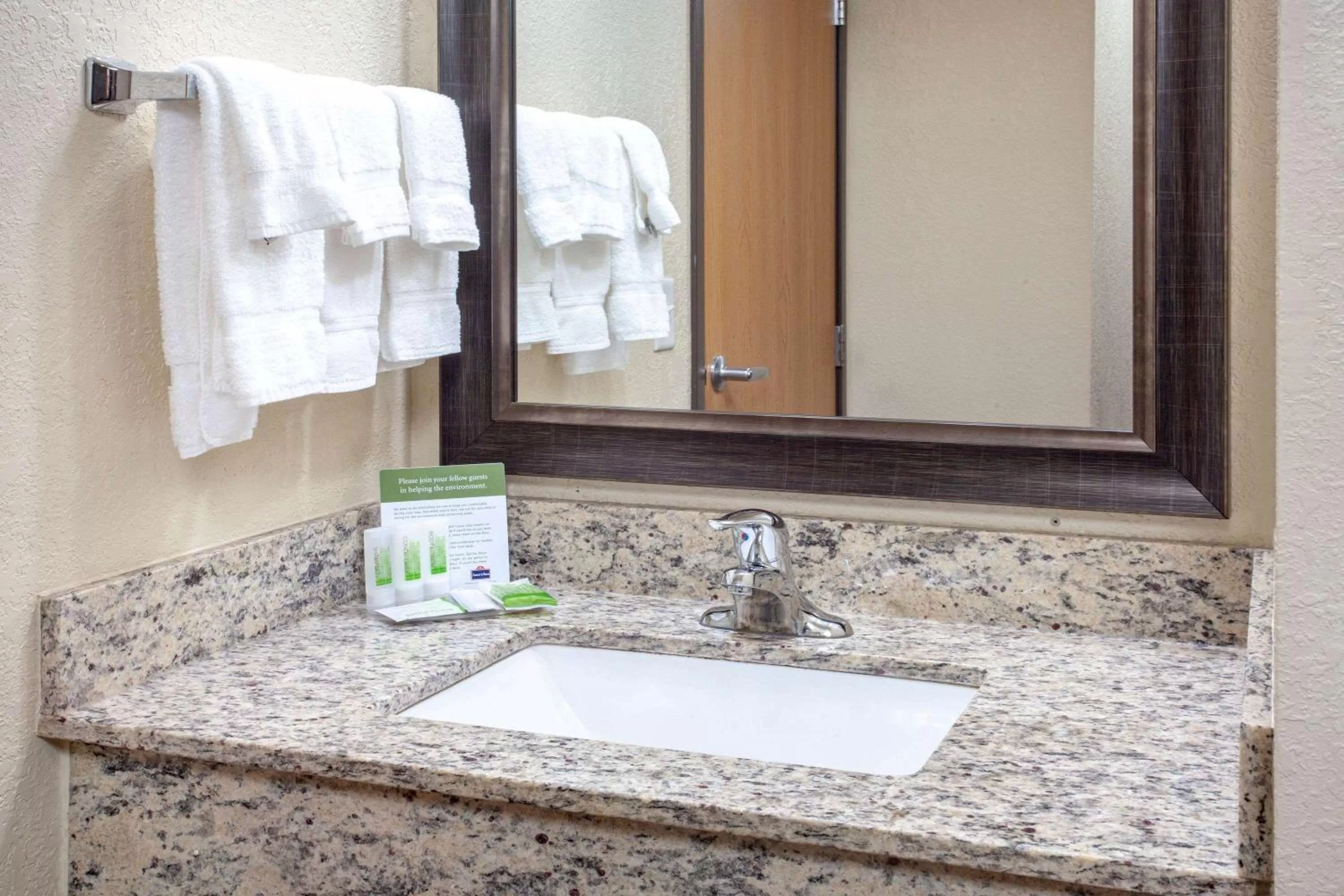 Bathroom in AmericInn by Wyndham Mankato Event Center near MSU