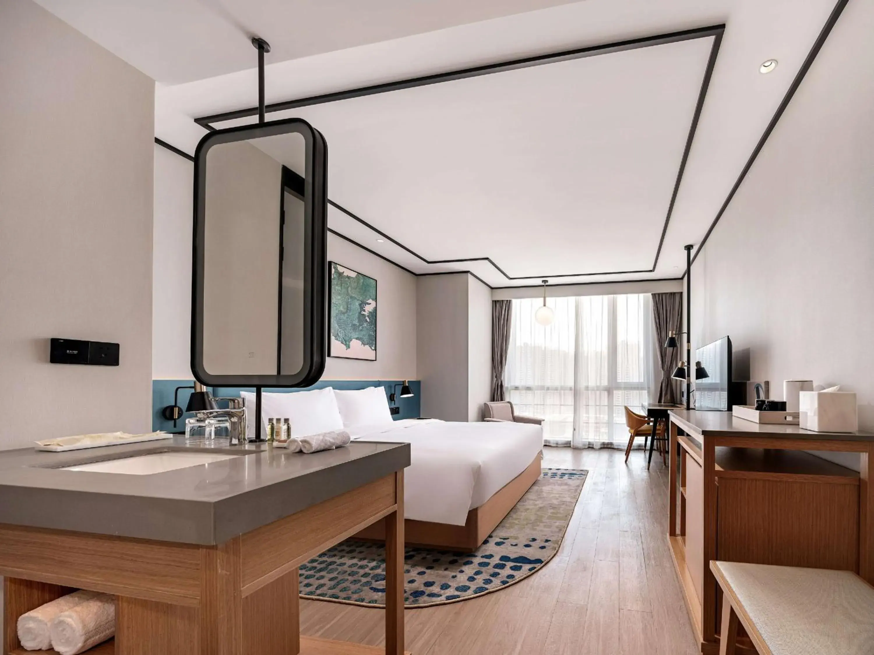 Bedroom, Bathroom in Hilton Garden Inn Hefei Binhu New District