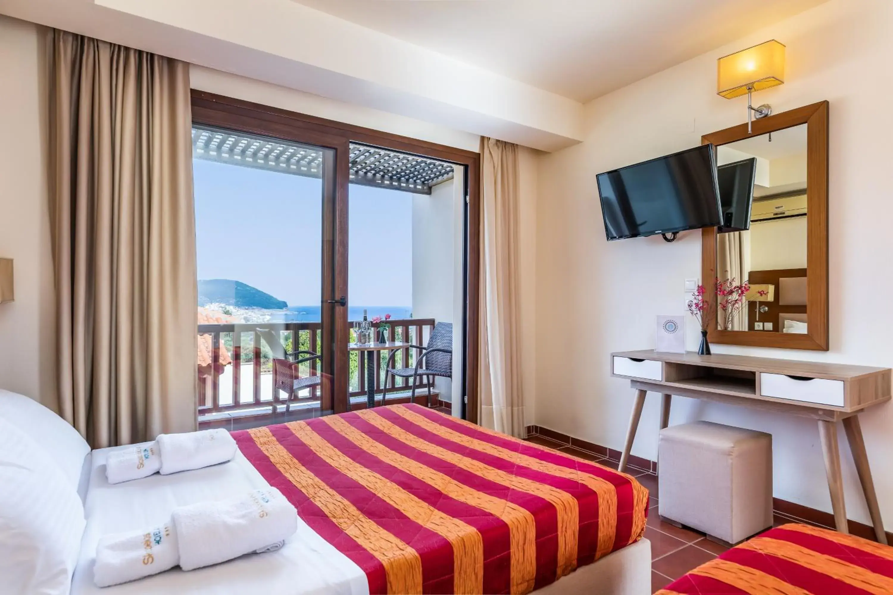 View (from property/room), Bed in Skopelos Holidays Hotel & Spa