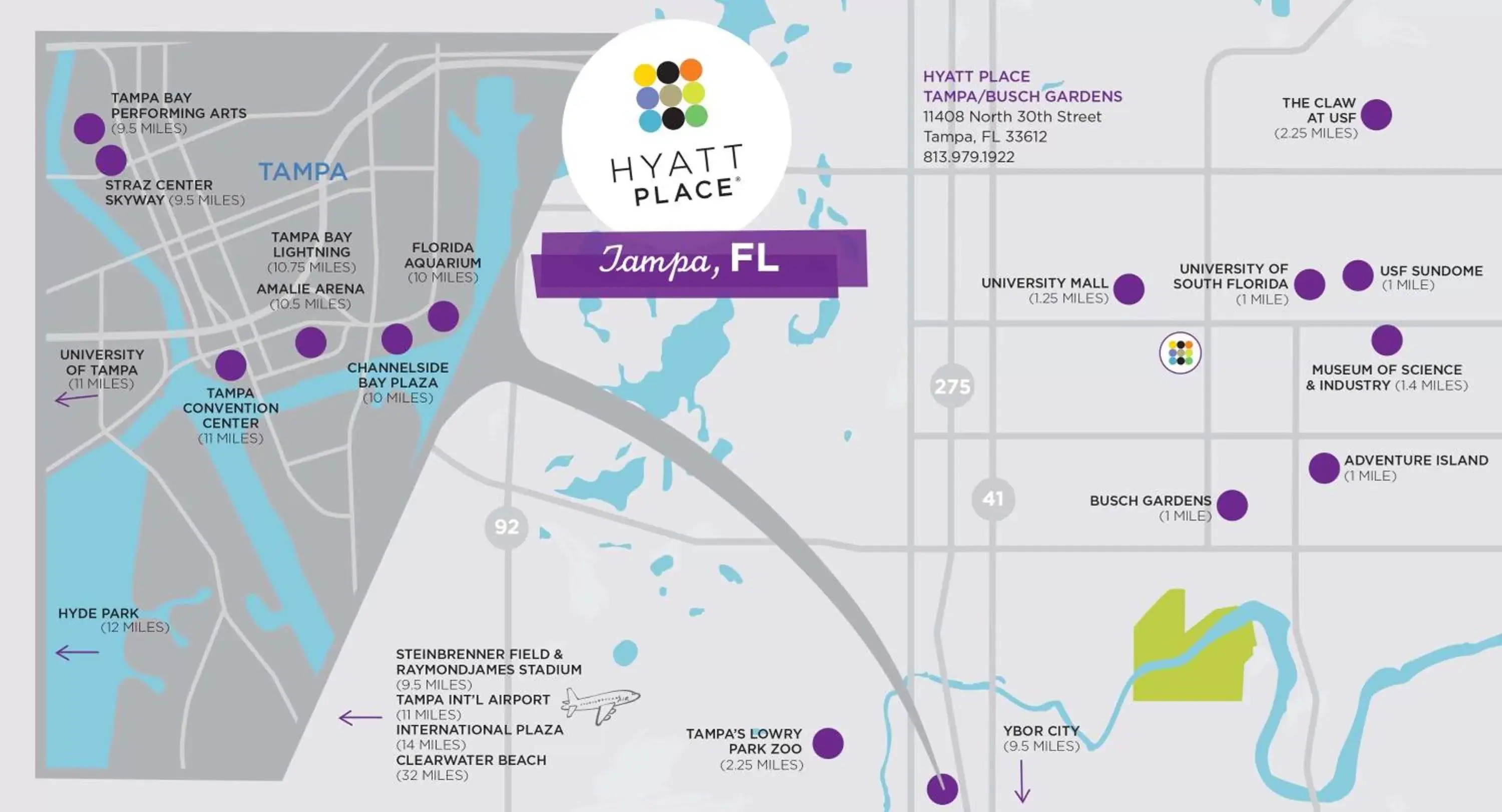 Bird's eye view, Bird's-eye View in Hyatt Place Tampa Busch Gardens