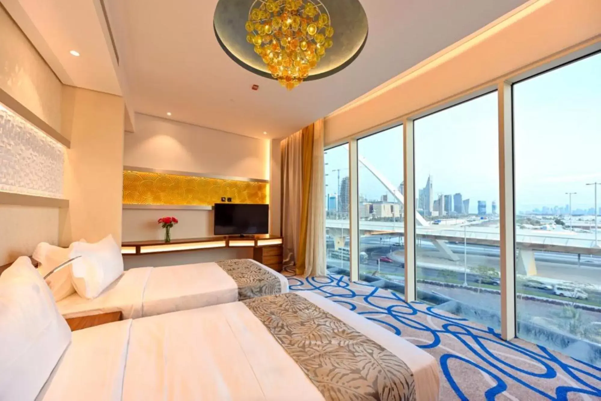 View (from property/room), Bed in Cielo Hotel Lusail Qatar