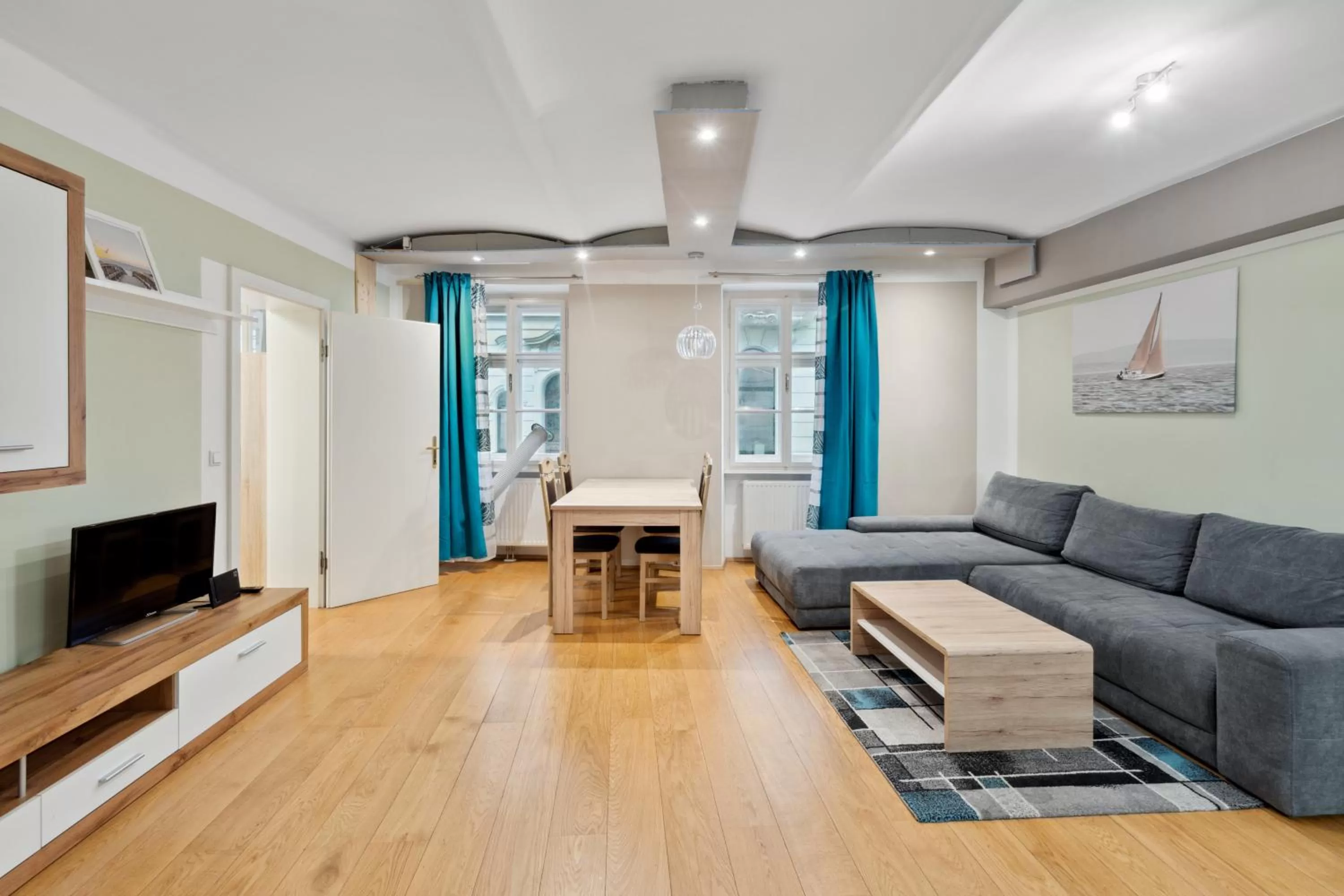 TV and multimedia, Seating Area in Florian's apartments in Mariahilf Vienna