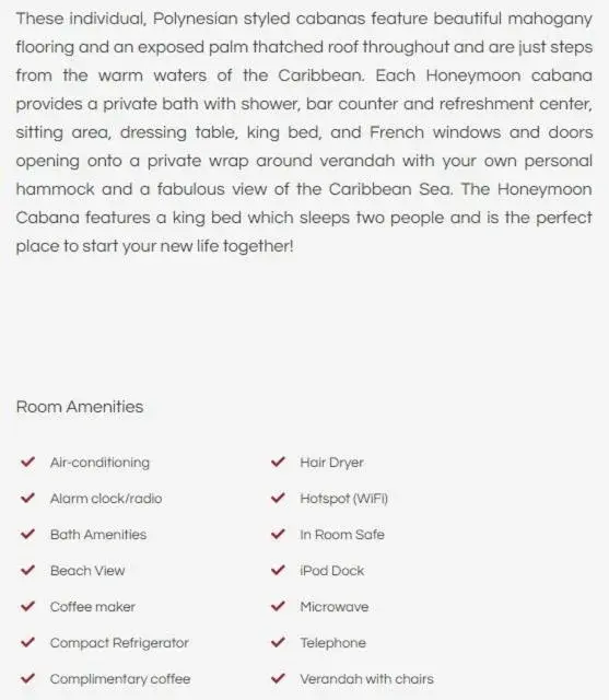 Honeymoon Cabana in Ramon's Village Resort Honeymoon Cabana in Ramon's Village Resort