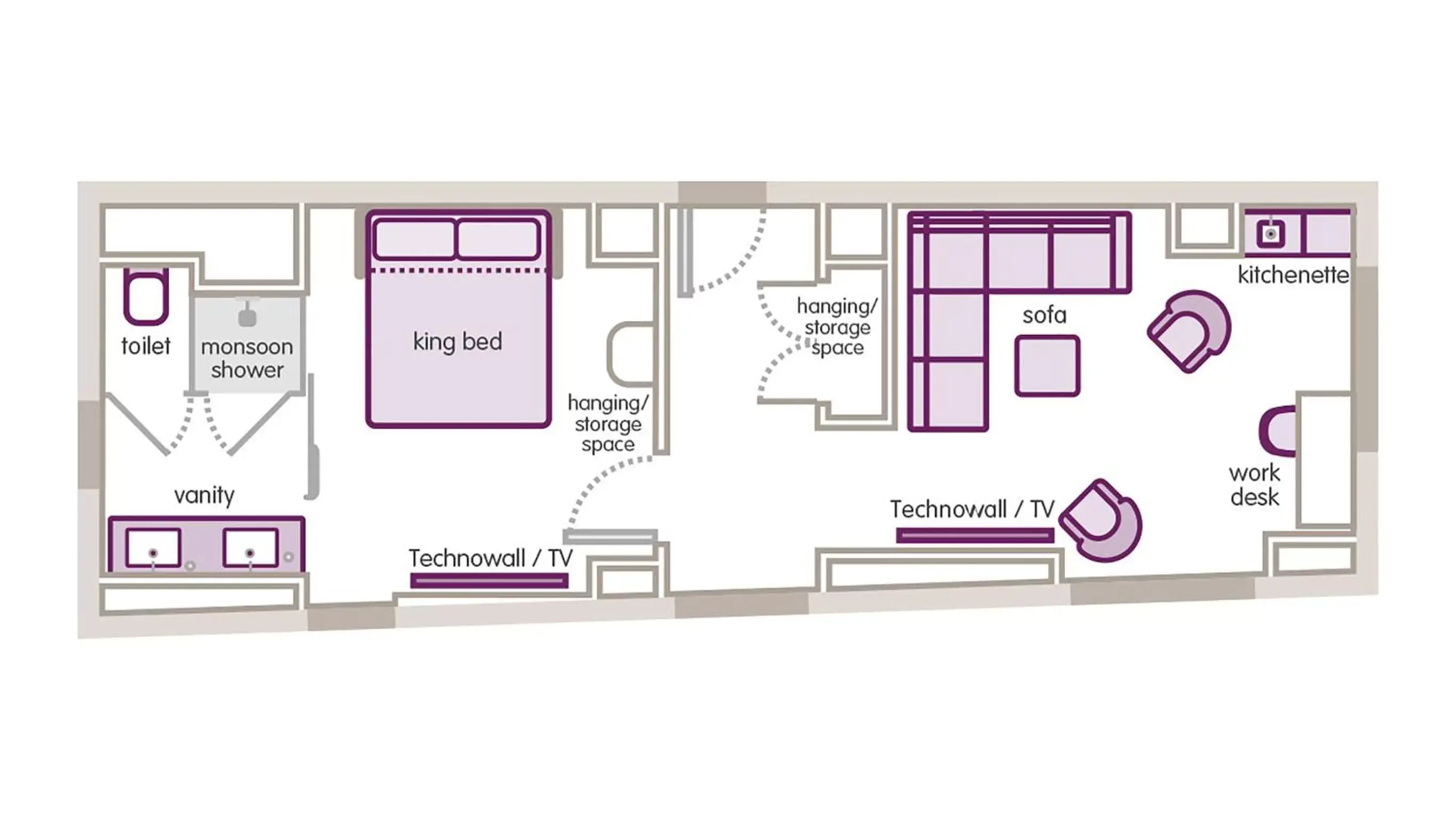 Living room, Floor Plan in YOTEL Boston