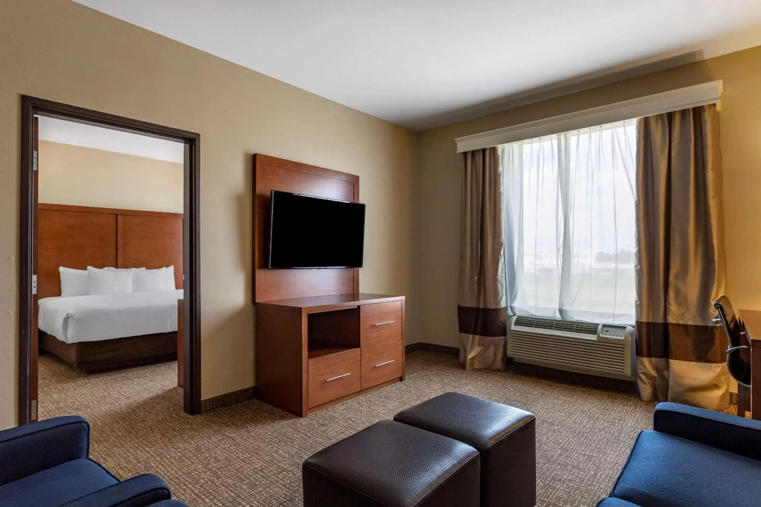 Bedroom, TV/Entertainment Center in Comfort Suites near Texas Medical Center - NRG Stadium
