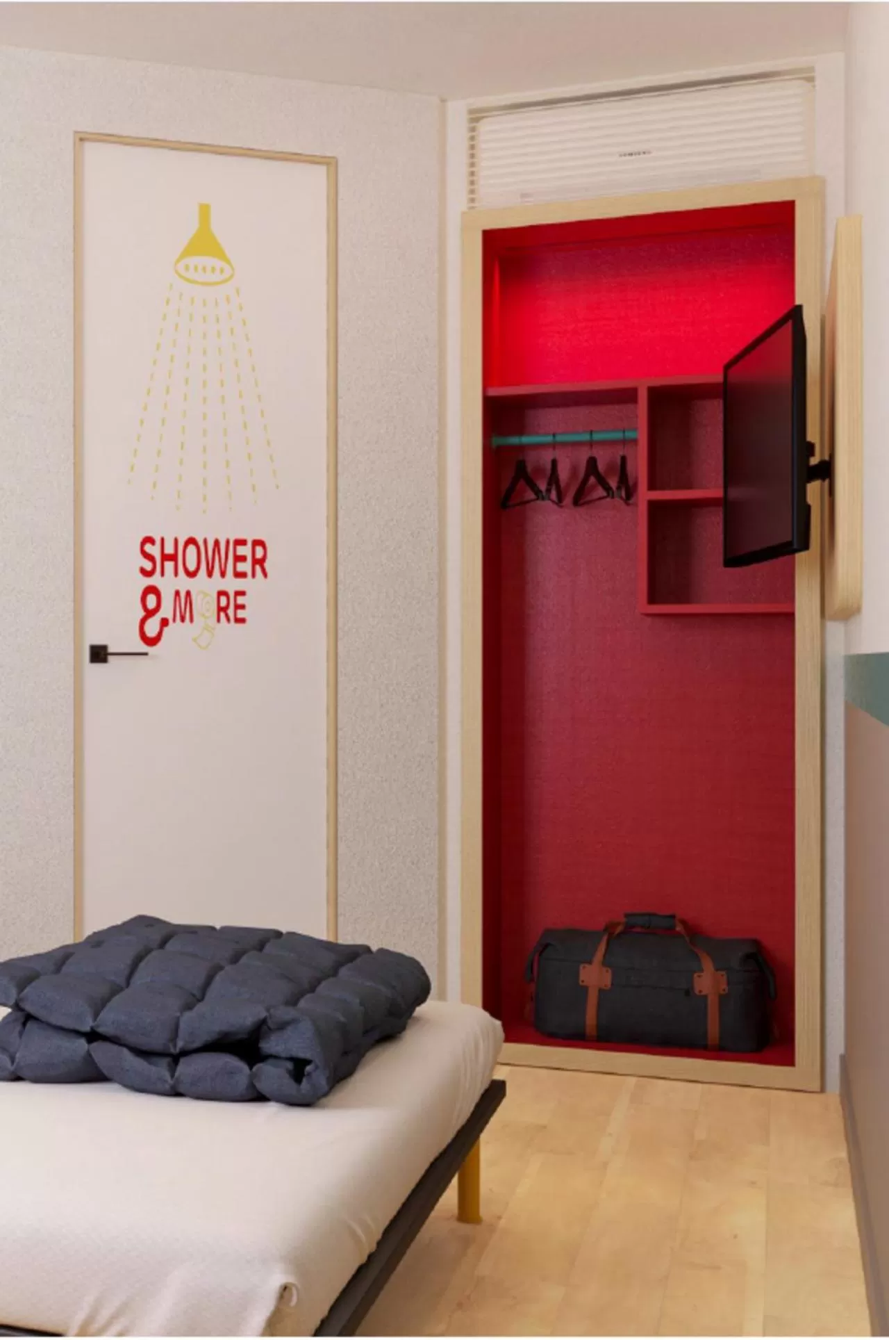 Bathroom, Bed in Première Classe Aéroport Marseille