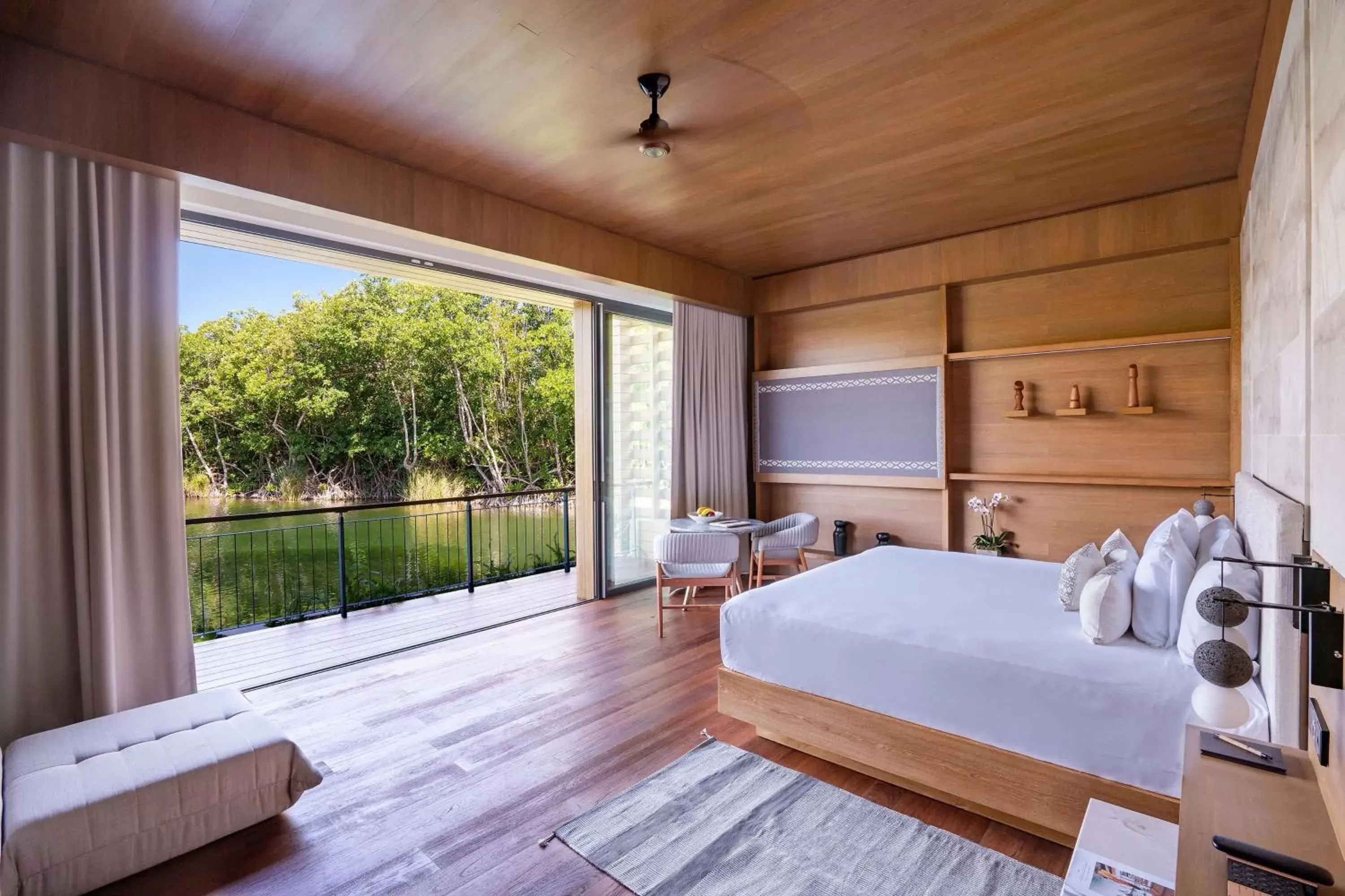 View (from property/room), Bed in Banyan Tree Mayakoba
