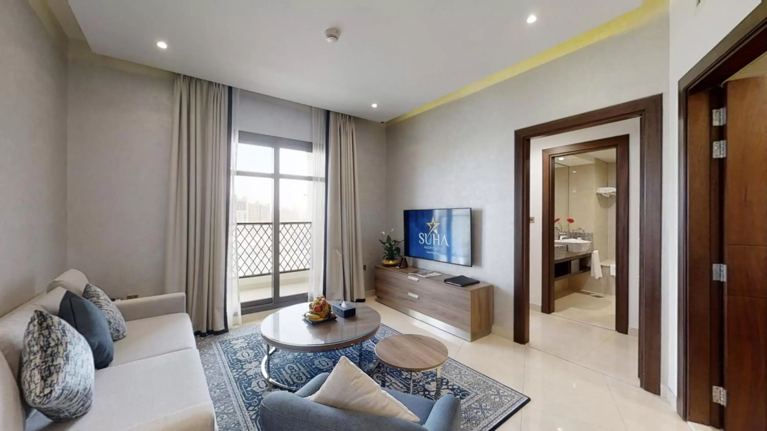 Living room, TV/Entertainment Center in Suha Park Luxury Hotel Apartments, Waterfront Jaddaf