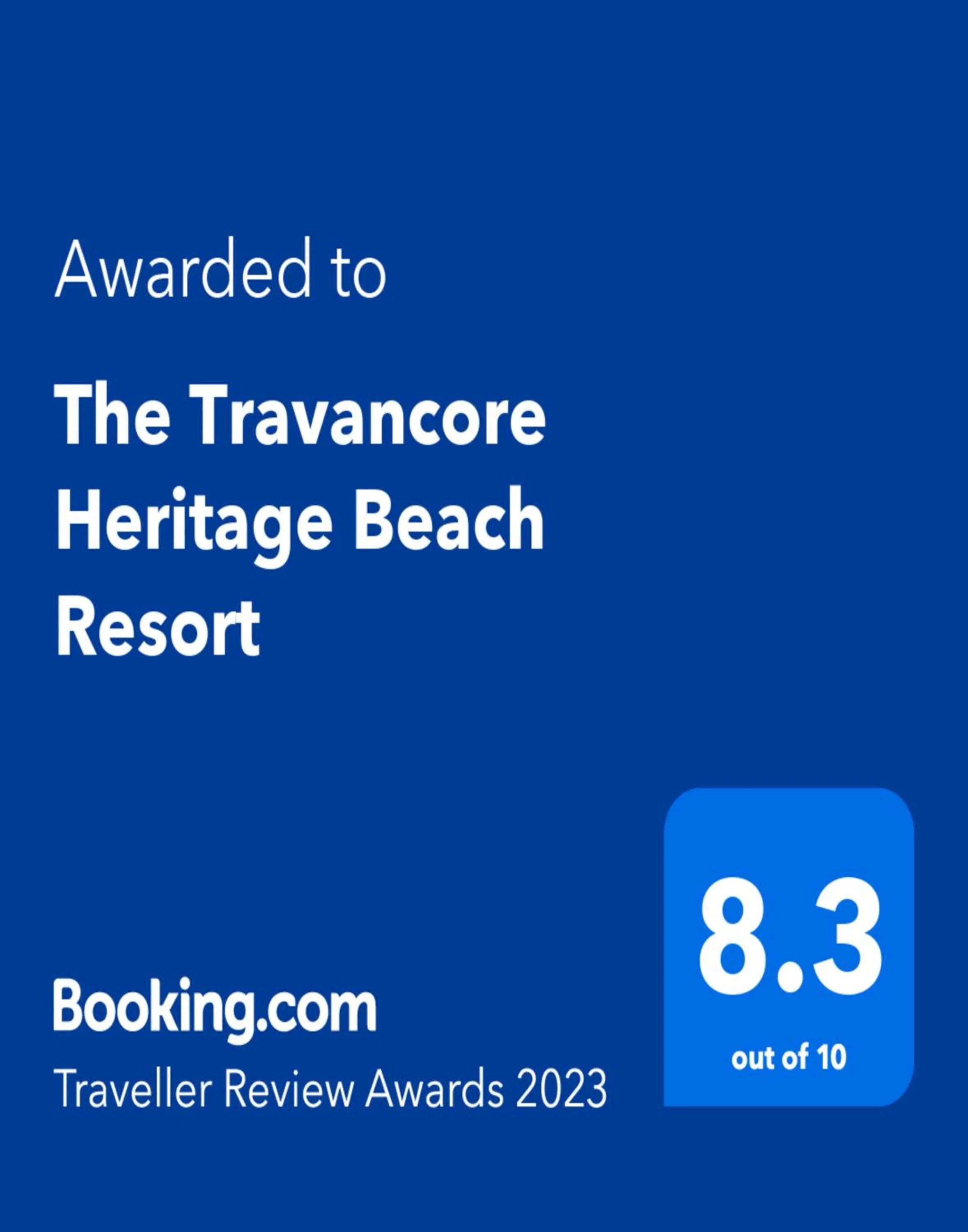 Certificate/Award in The Travancore Heritage Beach Resort