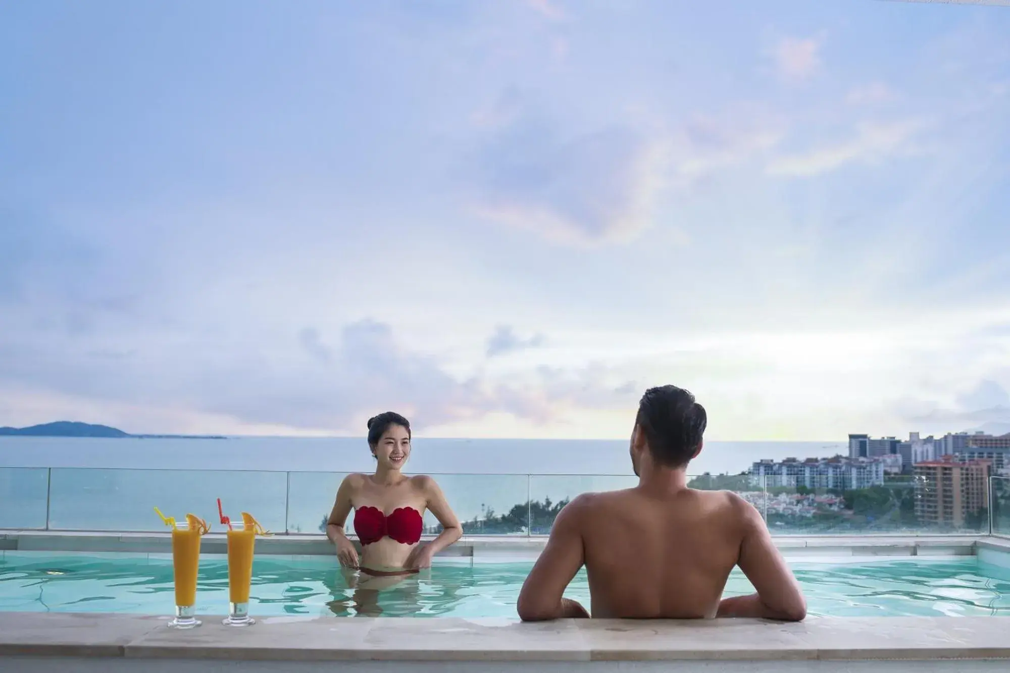 Bird's eye view, Swimming Pool in Wyndham Sanya Bay