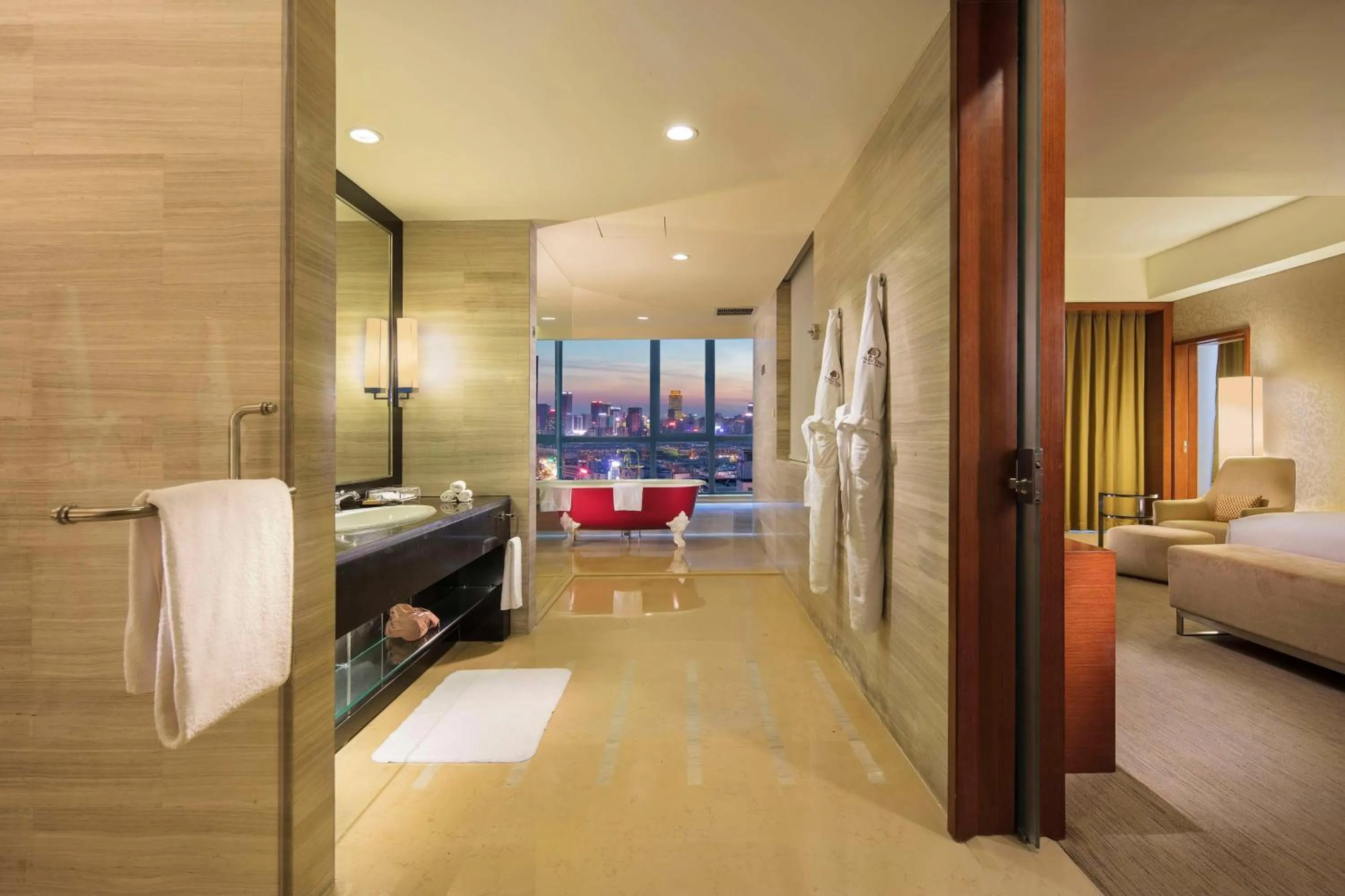 Bathroom, Bed in DoubleTree by Hilton Shenyang