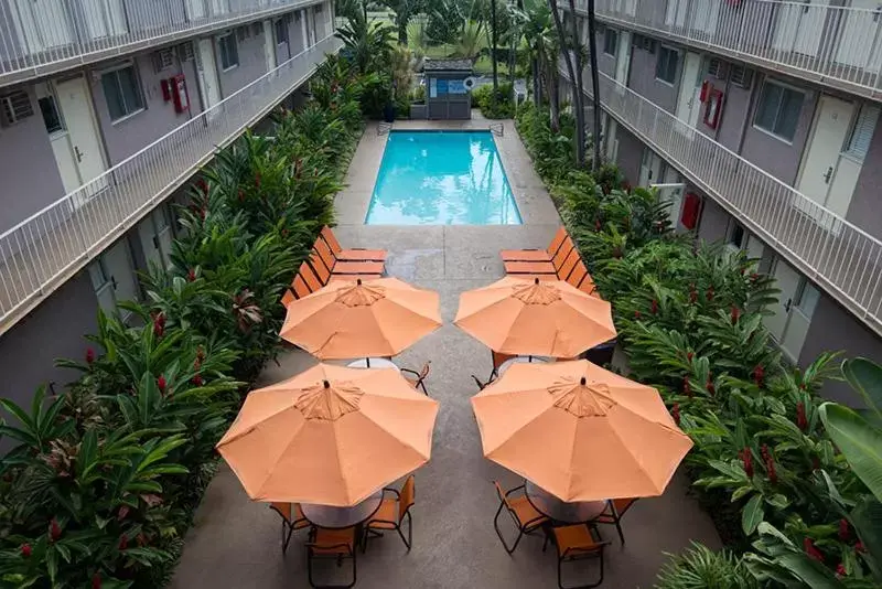 Patio, Pool View in Pacific Marina Inn